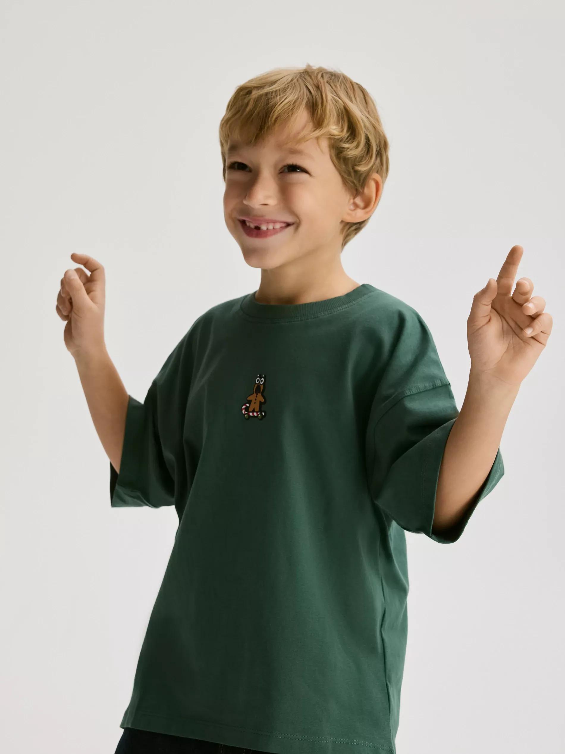 BOYS` T-SHIRT GREEN, Green, medium