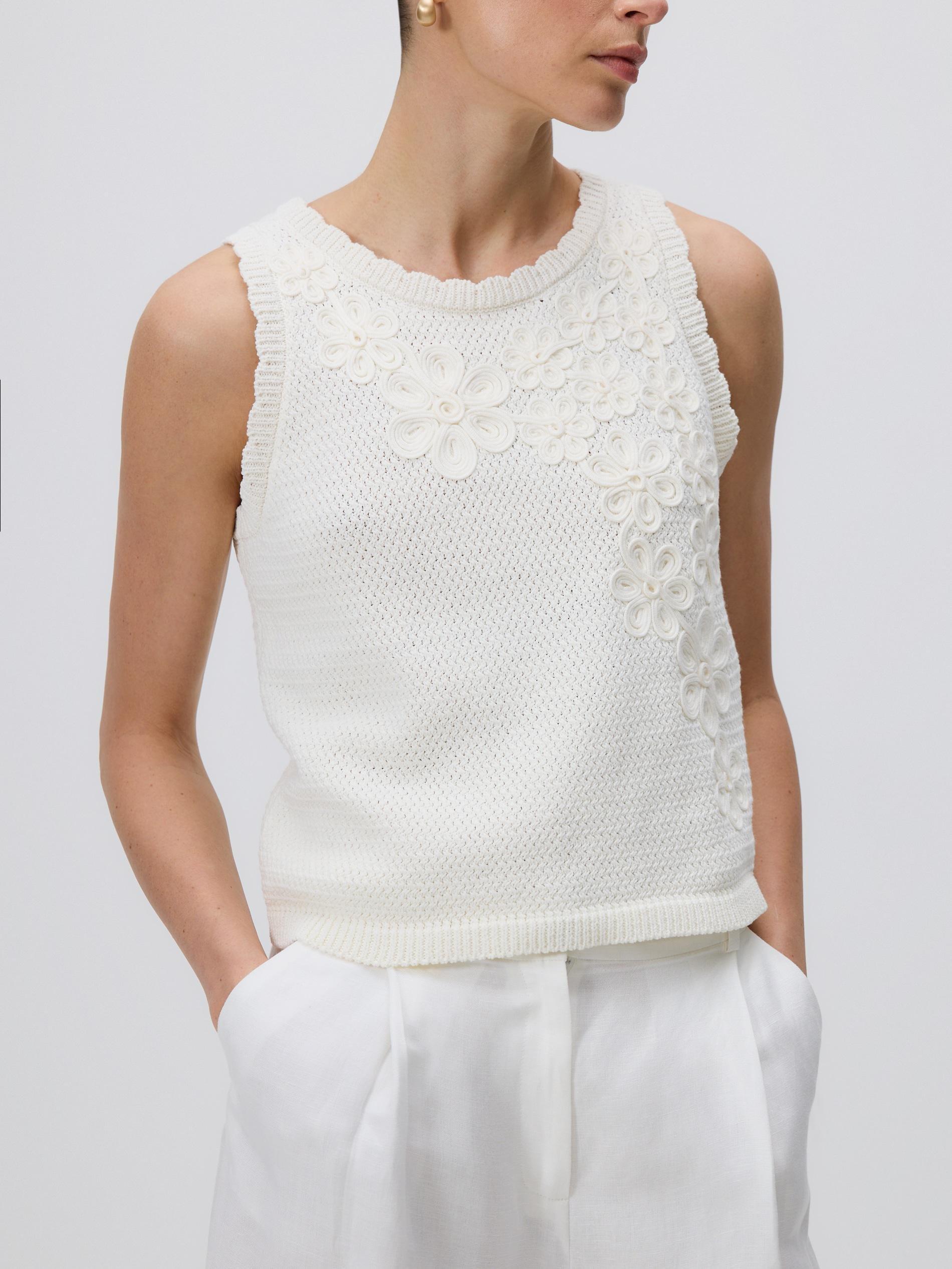 Beige Knitted Top, Ivory, large image number 0