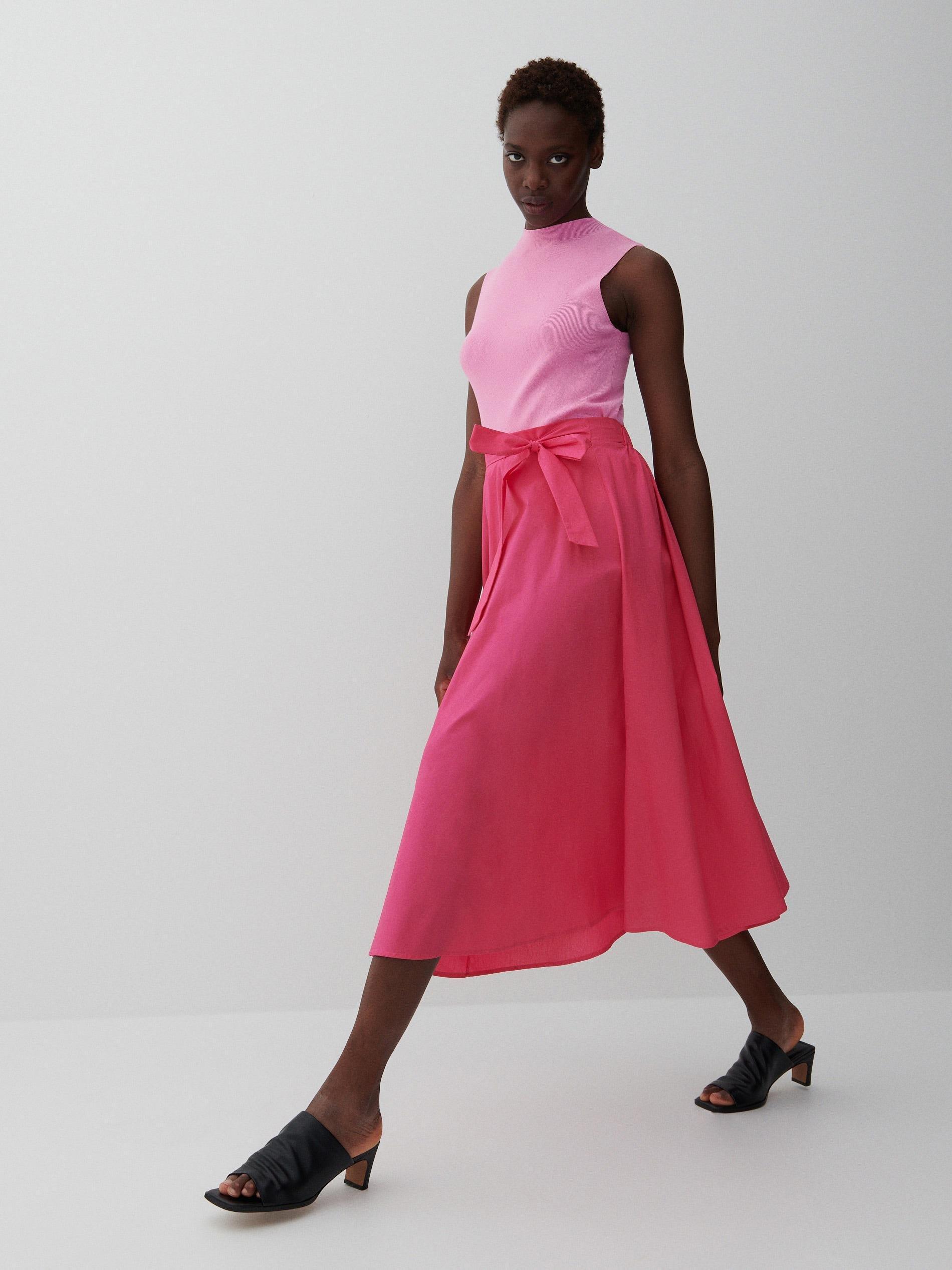 Pink cotton 2024 midi skirt