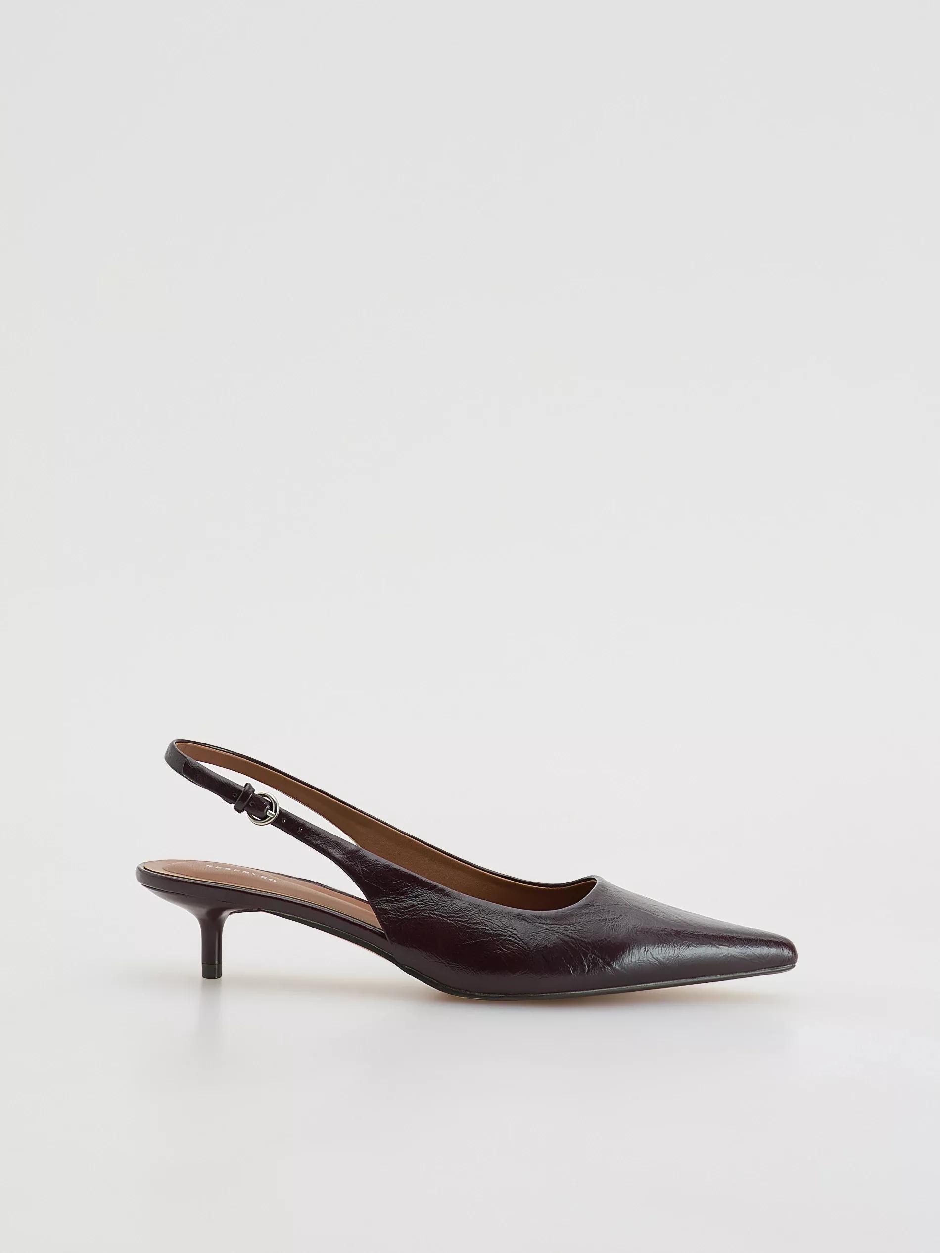 Maroon Pumps With Open Heel, , medium