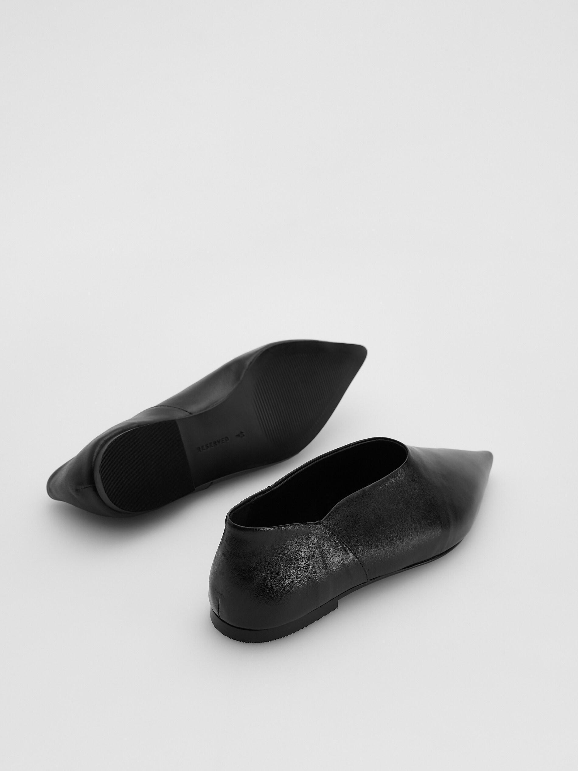 Black Leather Ballerinas, Black, large image number 2
