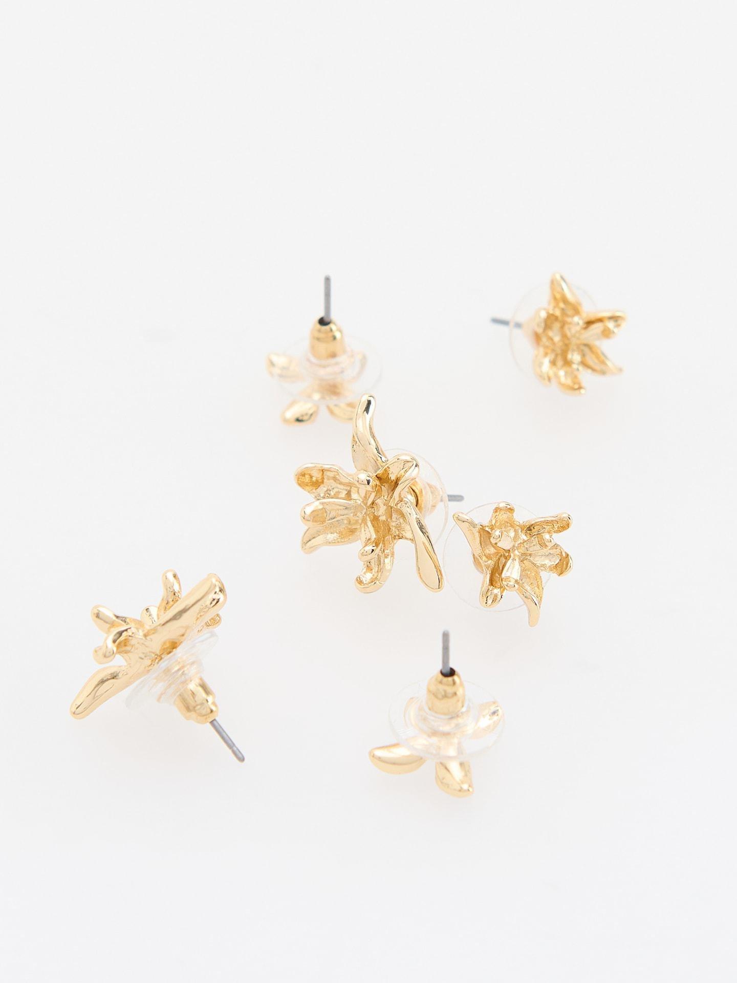 Gold Earrings Set, Golden, medium