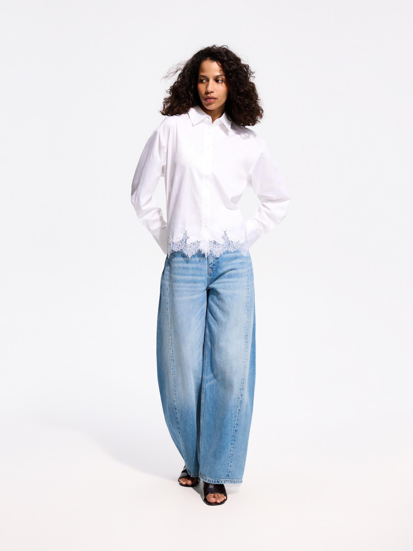 White Shirt With Lace, White, large image number 2