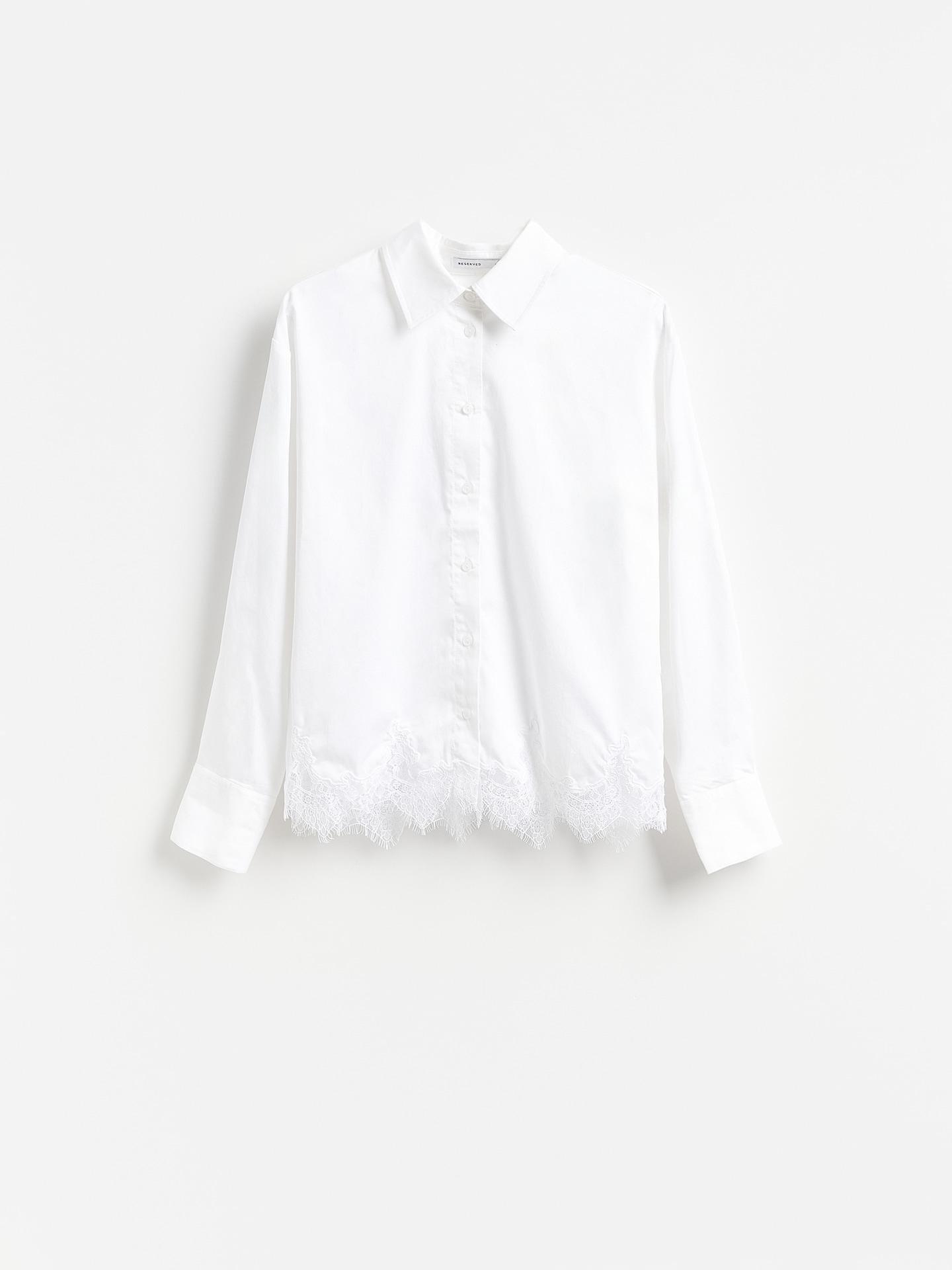 White Shirt With Lace, White, large image number 3