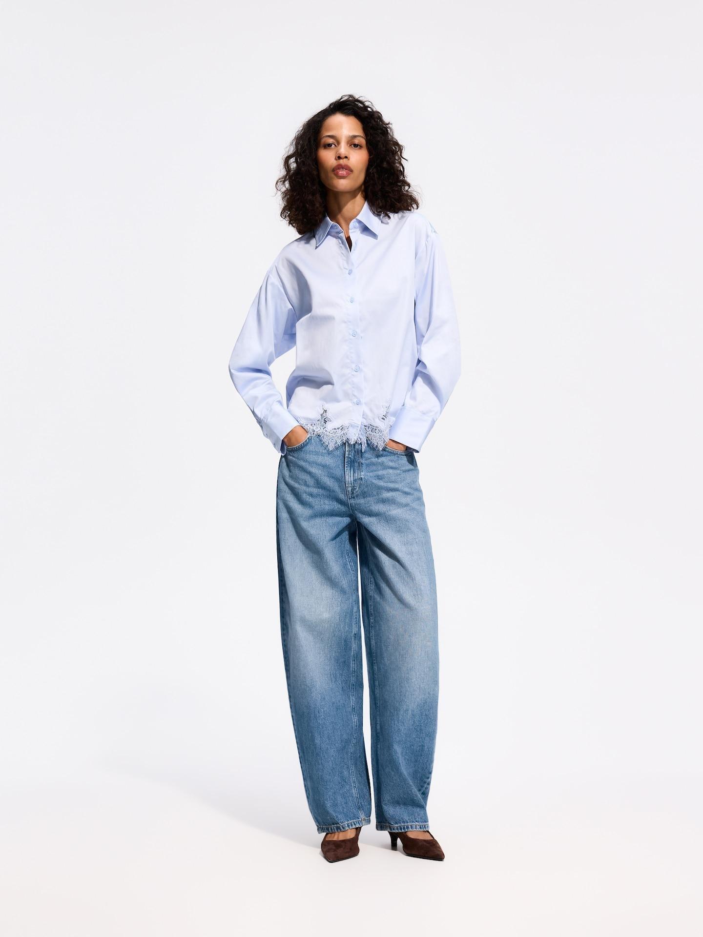 Blue Shirt With Lace, Blue, medium