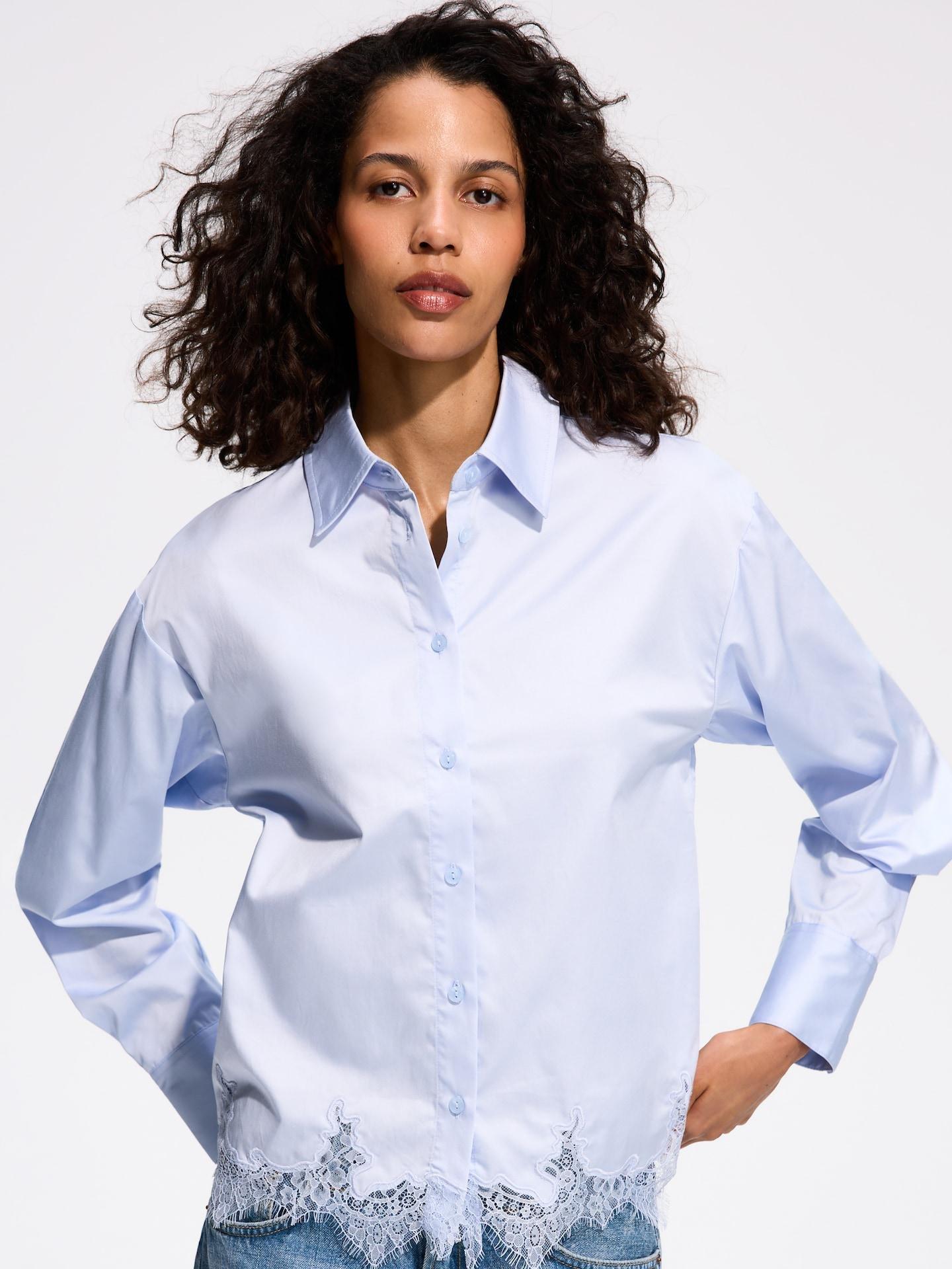 Blue Shirt With Lace, Blue, medium