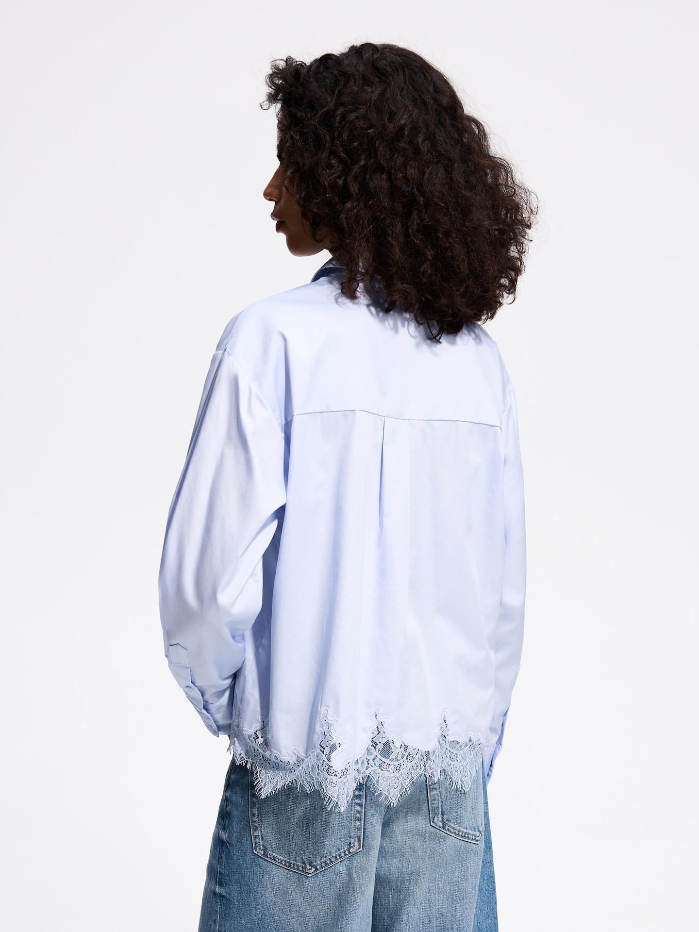 Blue Shirt With Lace, Blue, medium