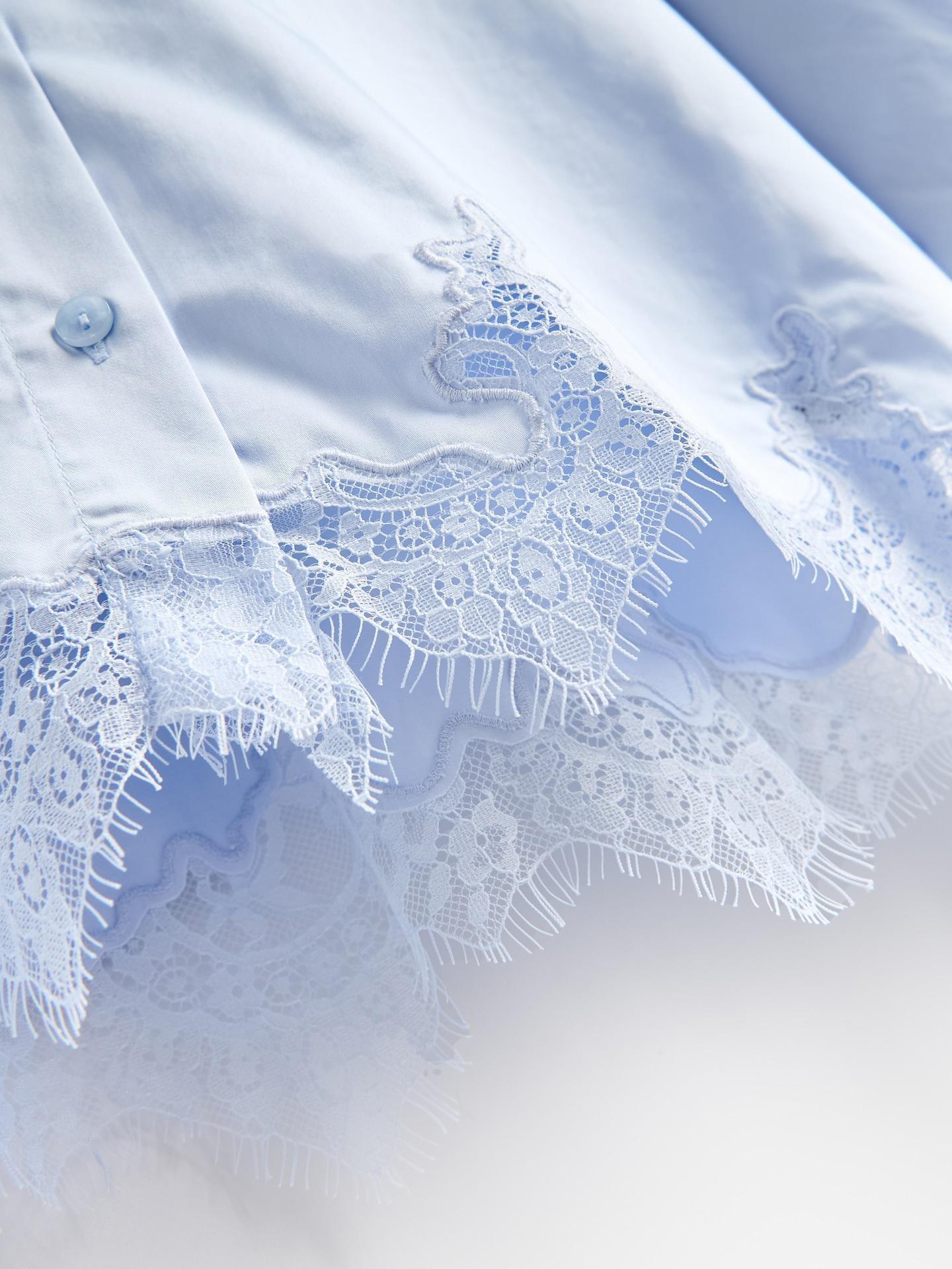 Blue Shirt With Lace, Blue, large image number 4