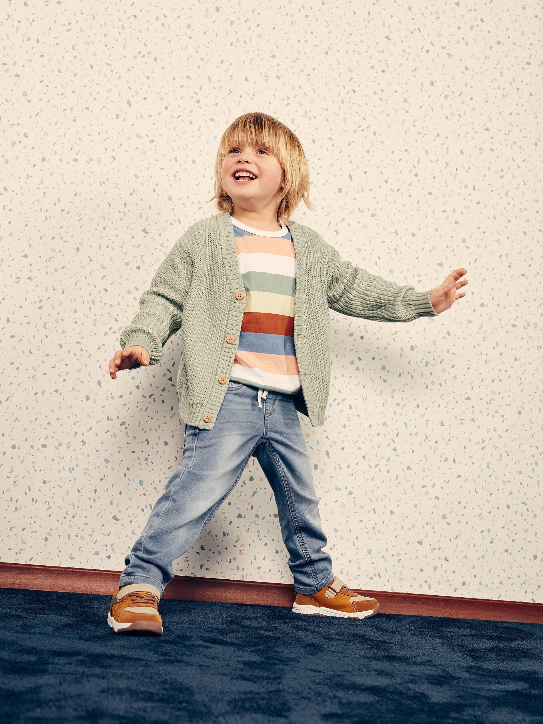 Cream Striped T-Shirt, Kids Boy, , large image number 1