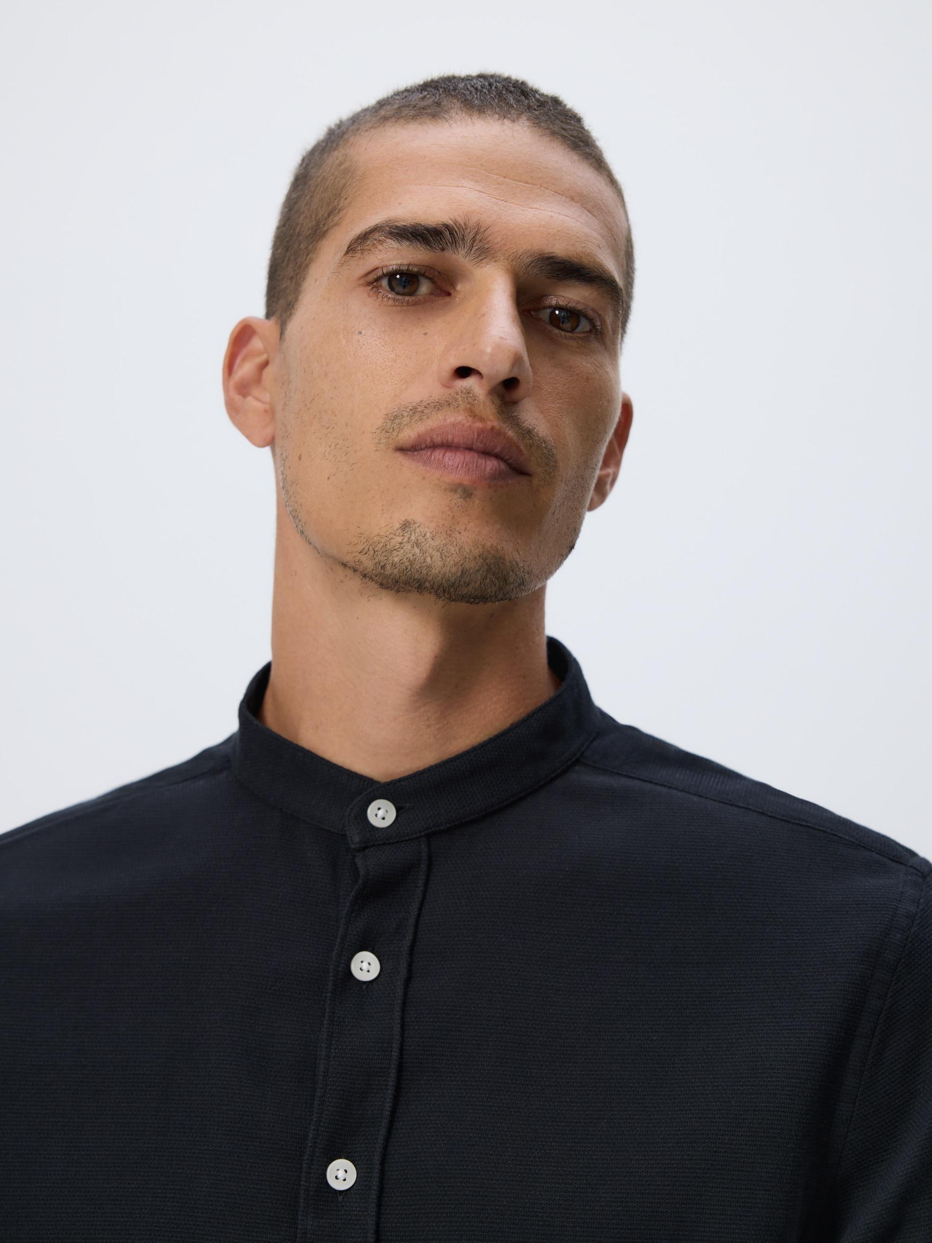 Black Super Slim Fit Egyptian Cotton Rich Shirt, Black, medium