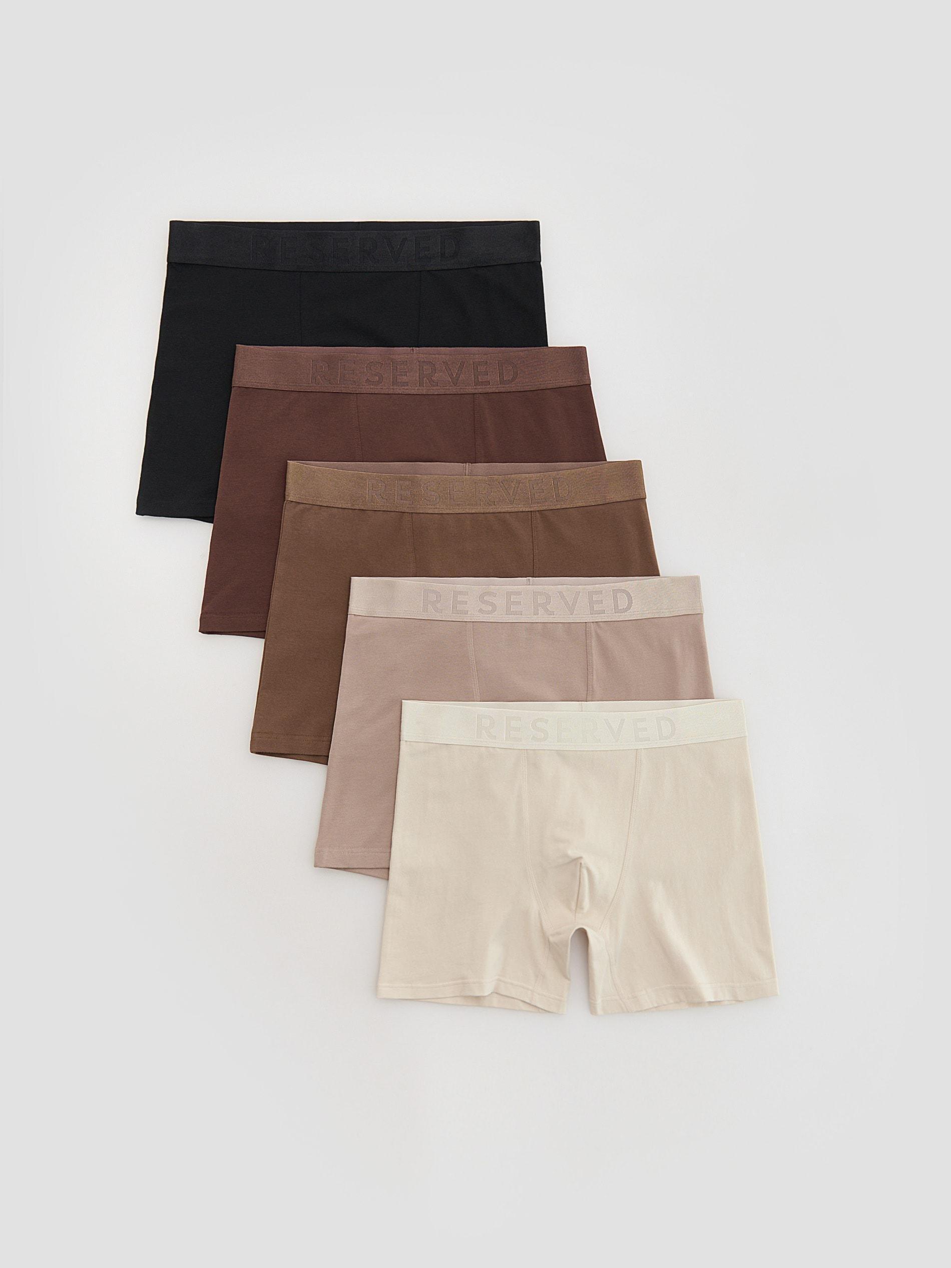 Brown Long Boxers 5 Pack, Brown, medium
