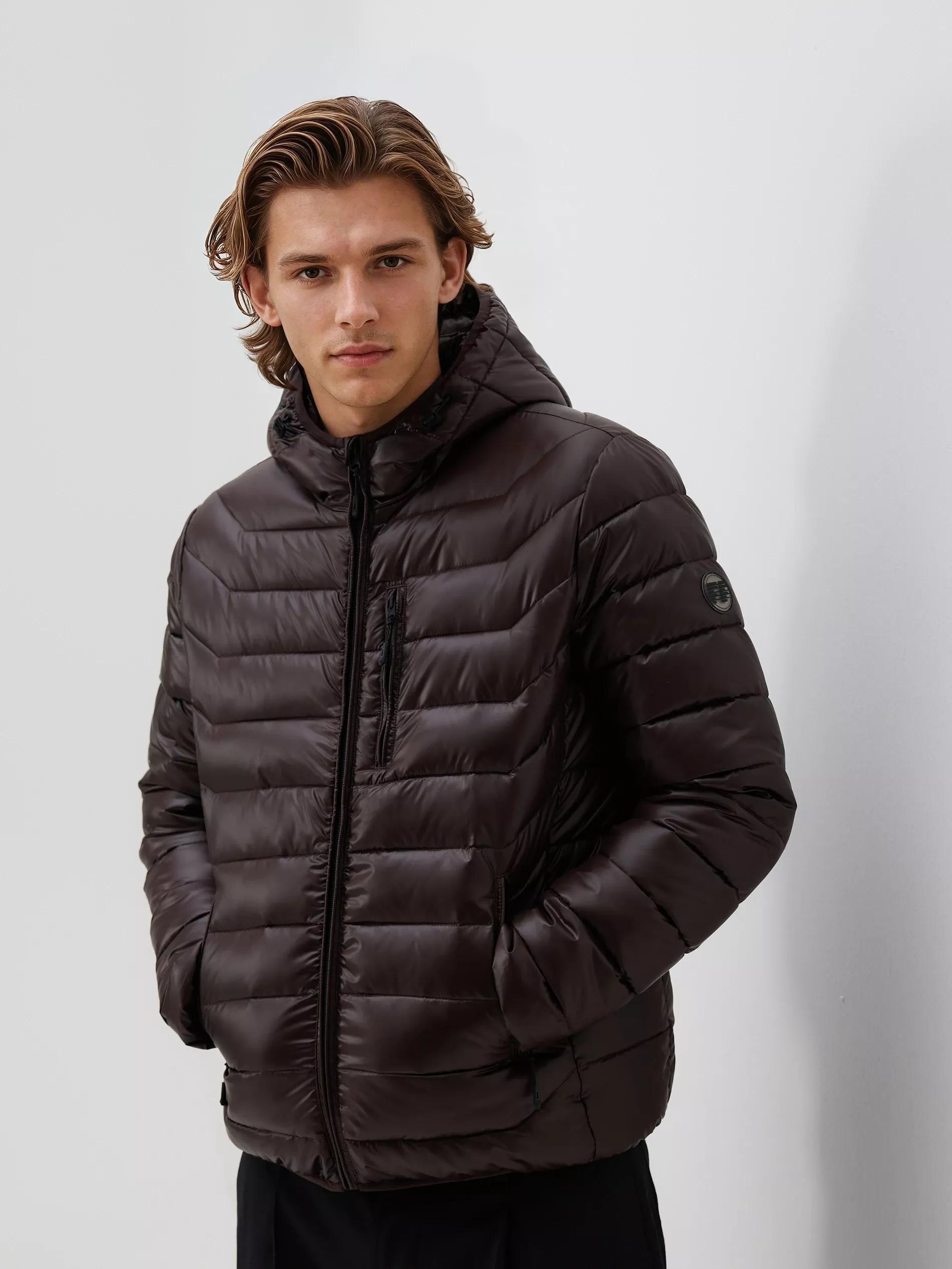 Brown Jacket With Contrasting Inserts, Brown, large image number 0