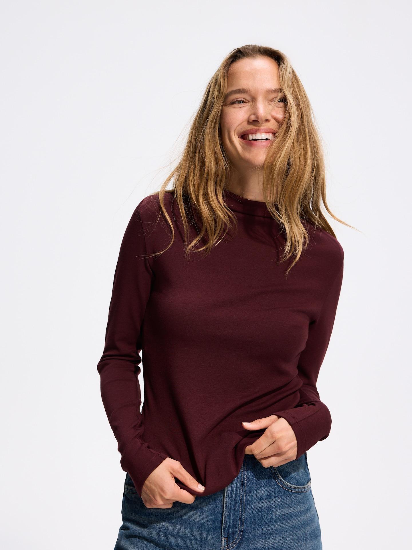 Modal Rich Long Sleeve T-Shirt, Burgundy, large image number 0