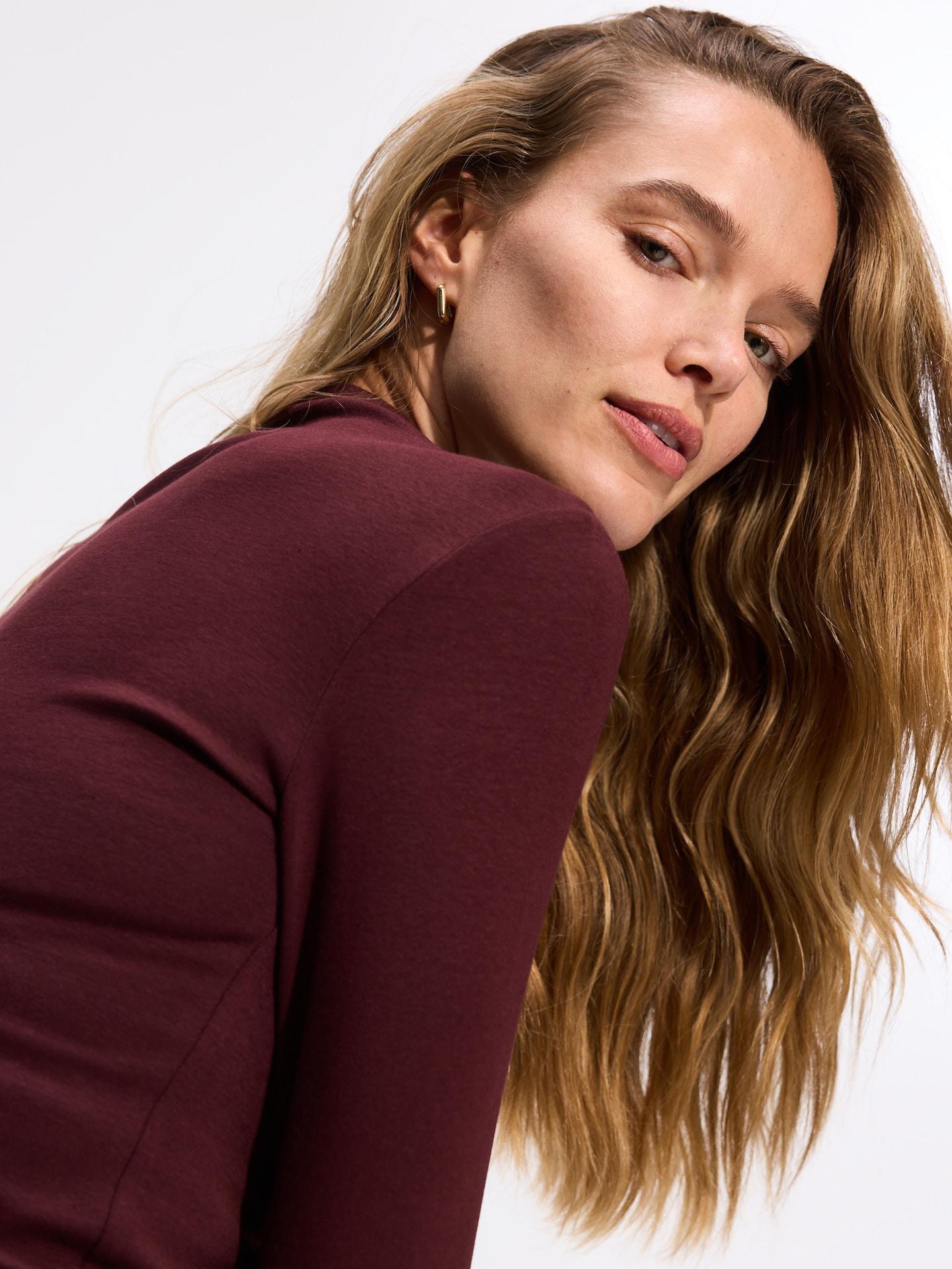 Modal Rich Long Sleeve T-Shirt, Burgundy, large image number 3