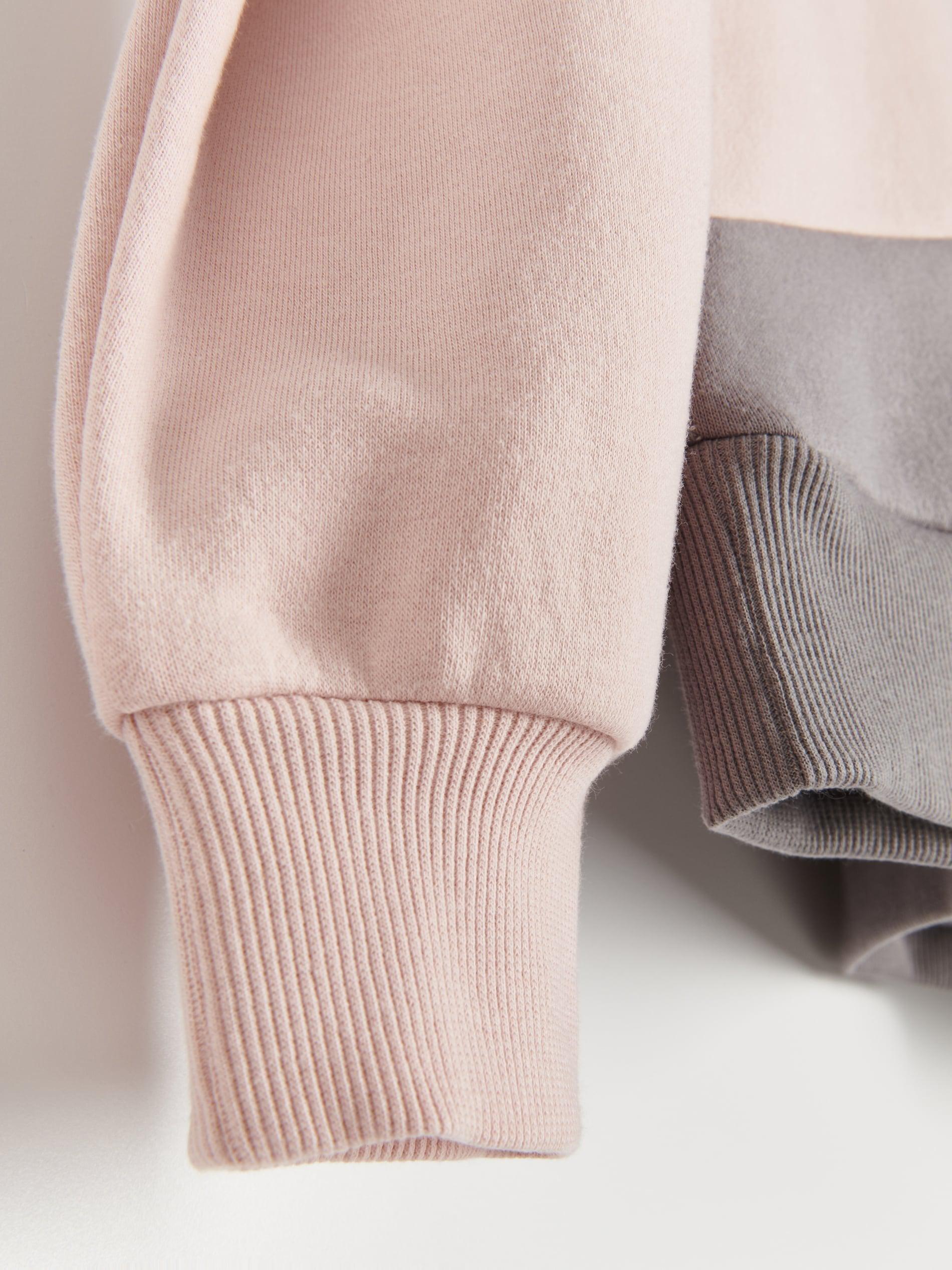 Pastel Pink Color Block Sweatshirt, , large image number 3