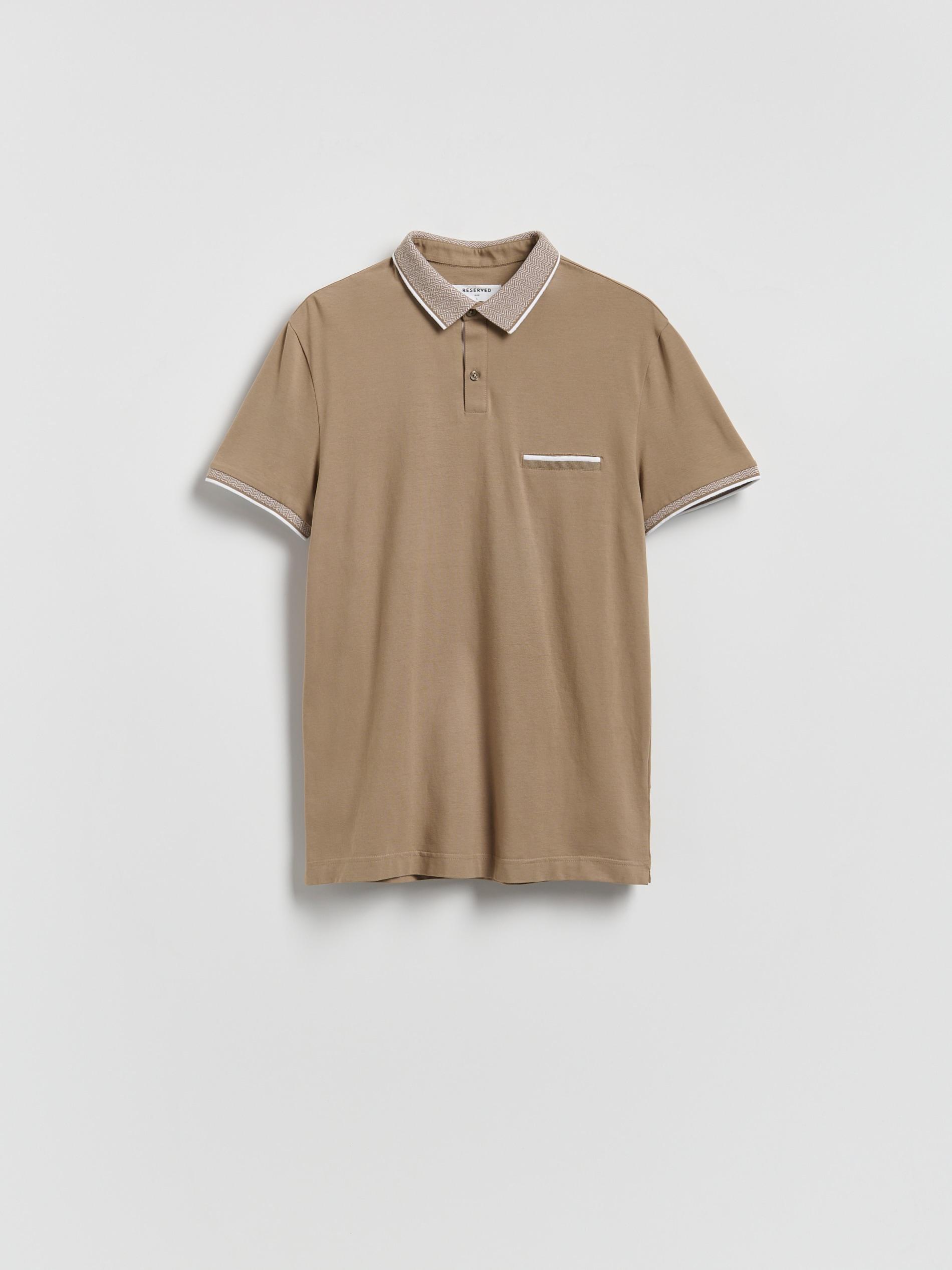 Brown Slim Fit Cotton Rich Polo Shirt, Brown, large image number 0
