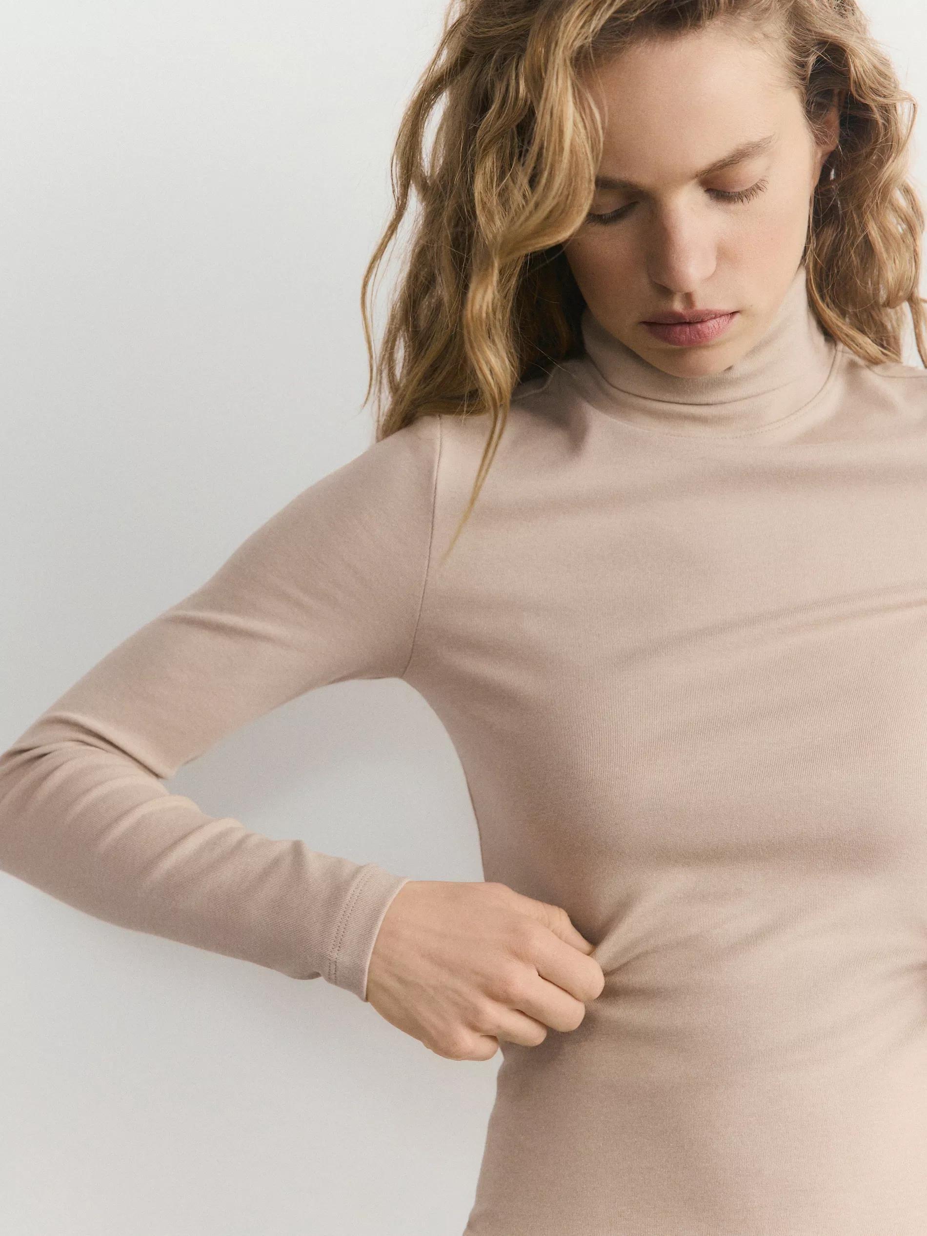 Beige Long-Sleeved Turtleneck, Ivory, large image number 4