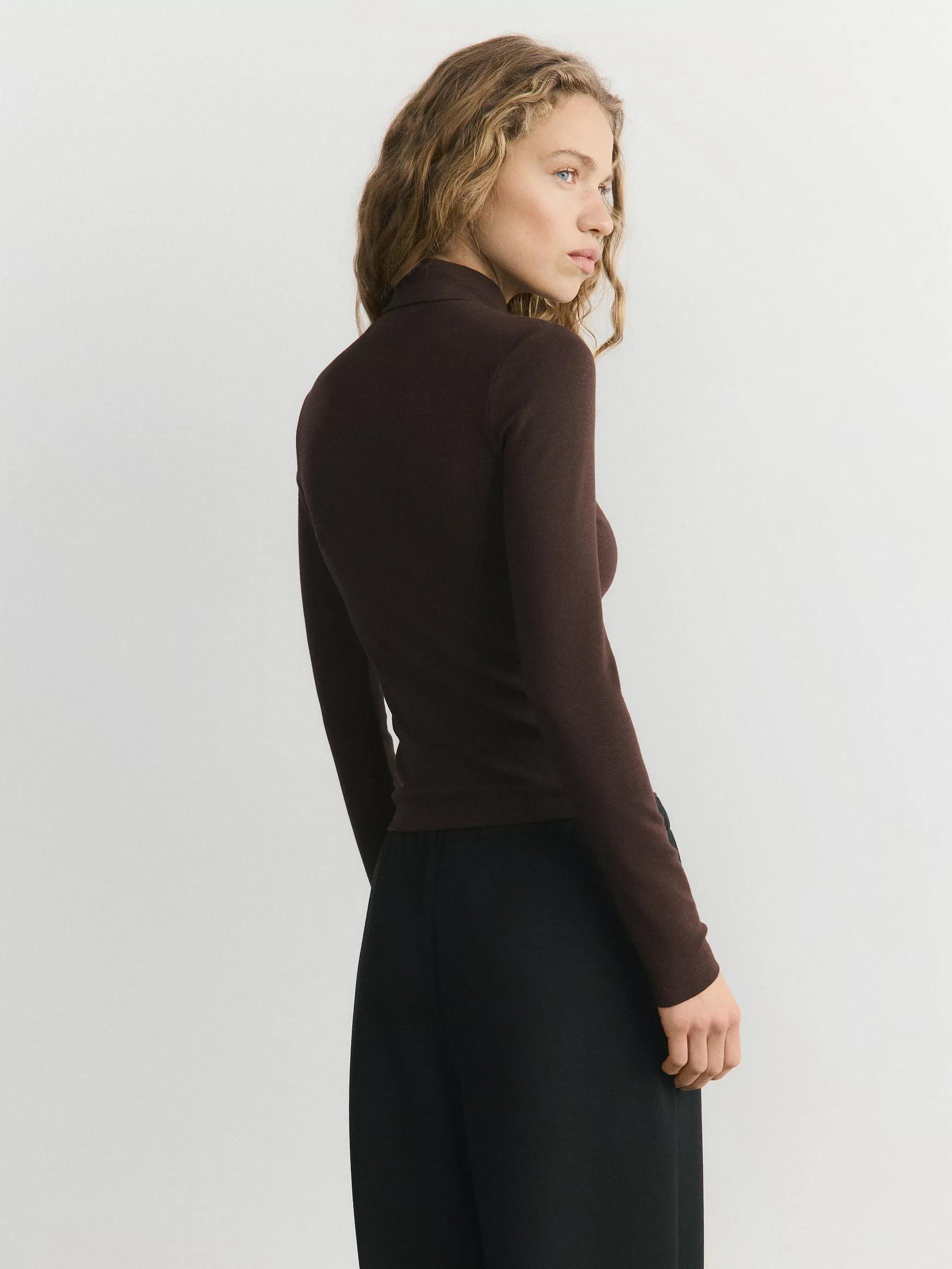 Brown Long-Sleeved Turtleneck, Brown, large image number 6
