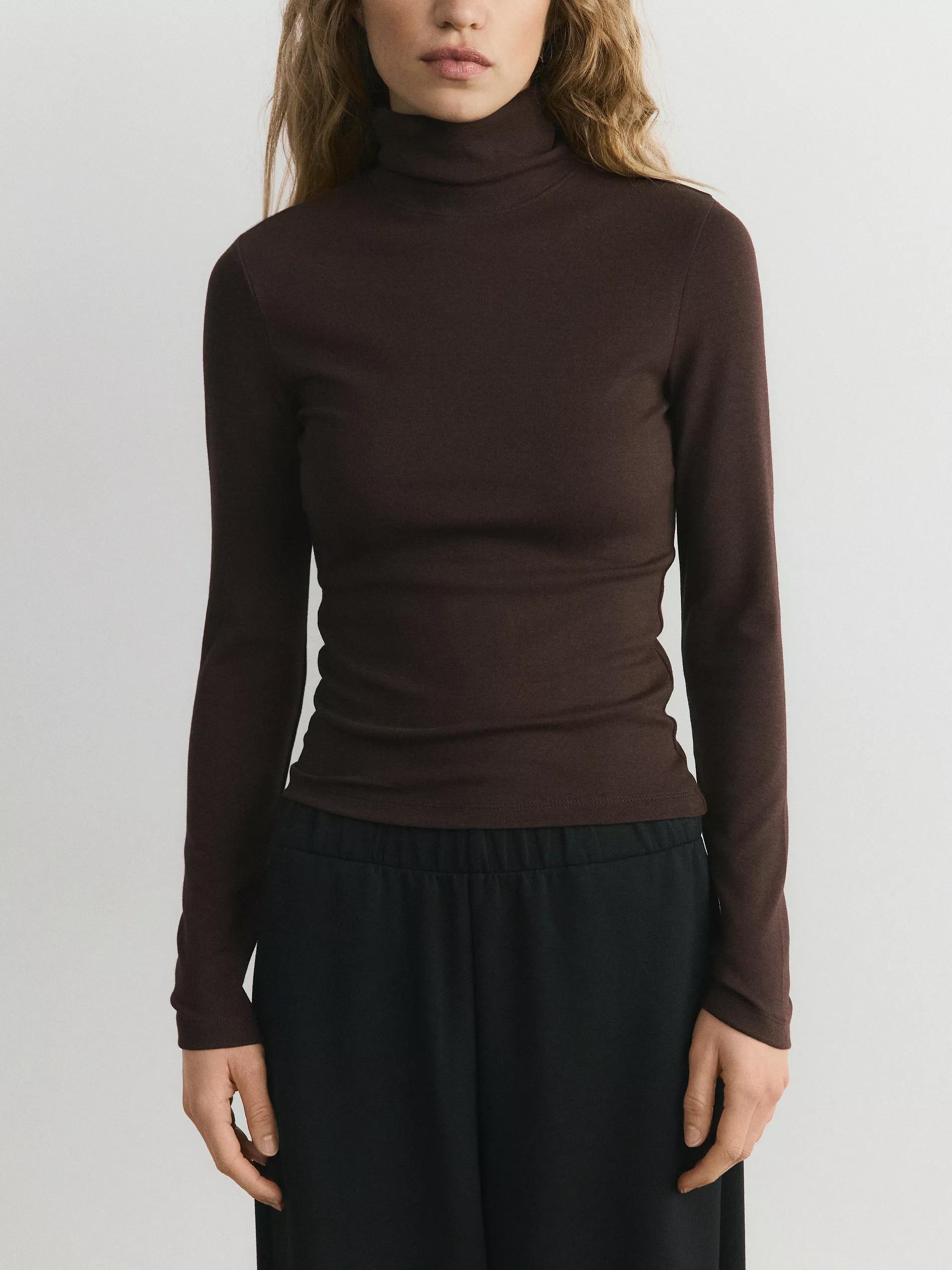 Brown Long-Sleeved Turtleneck, Brown, large image number 7