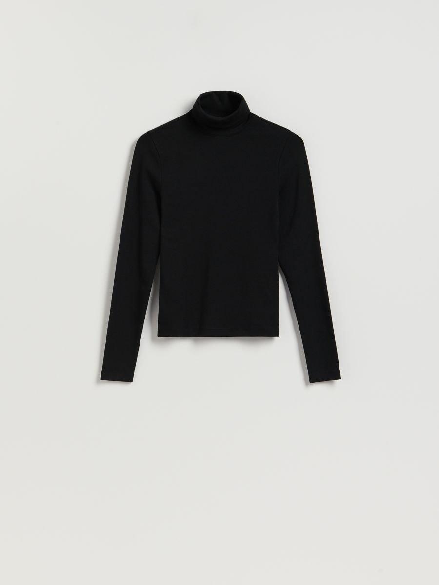 Black Long-Sleeved Turtleneck, Black, large image number 0