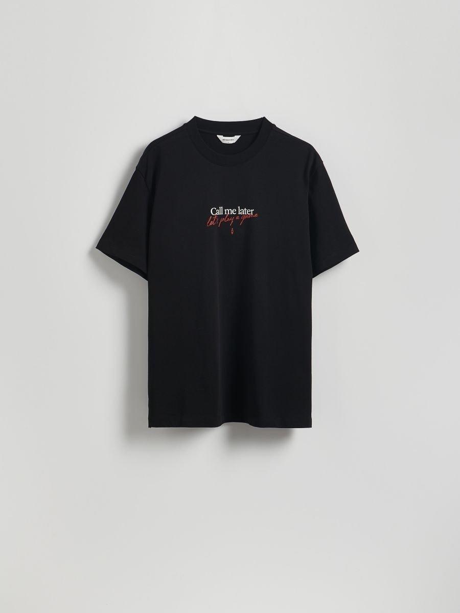 Black Comfort Fit T-Shirt With Print, , large image number 1