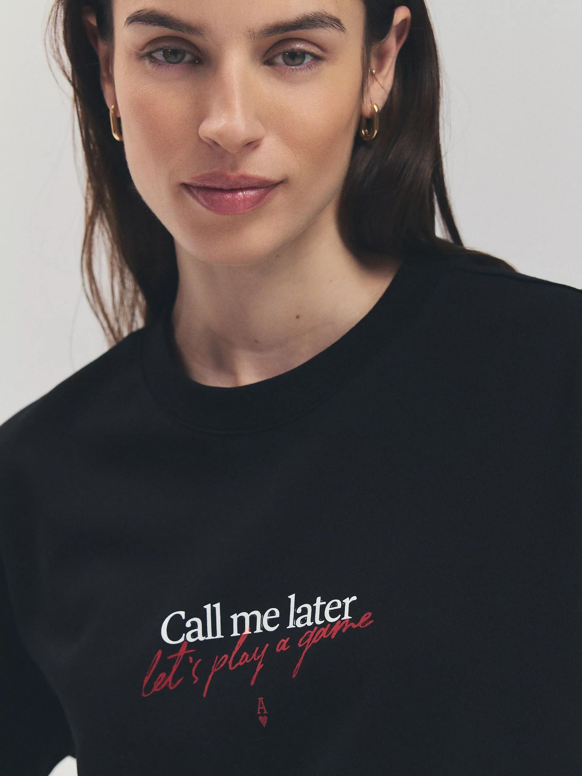 Black Comfort Fit T-Shirt With Print, , large image number 2