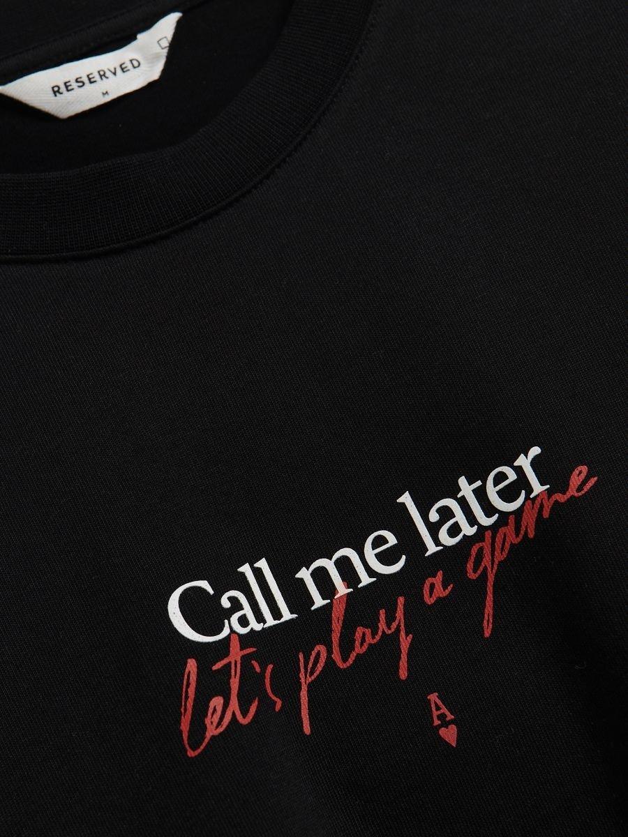 Black Comfort Fit T-Shirt With Print, , large image number 3