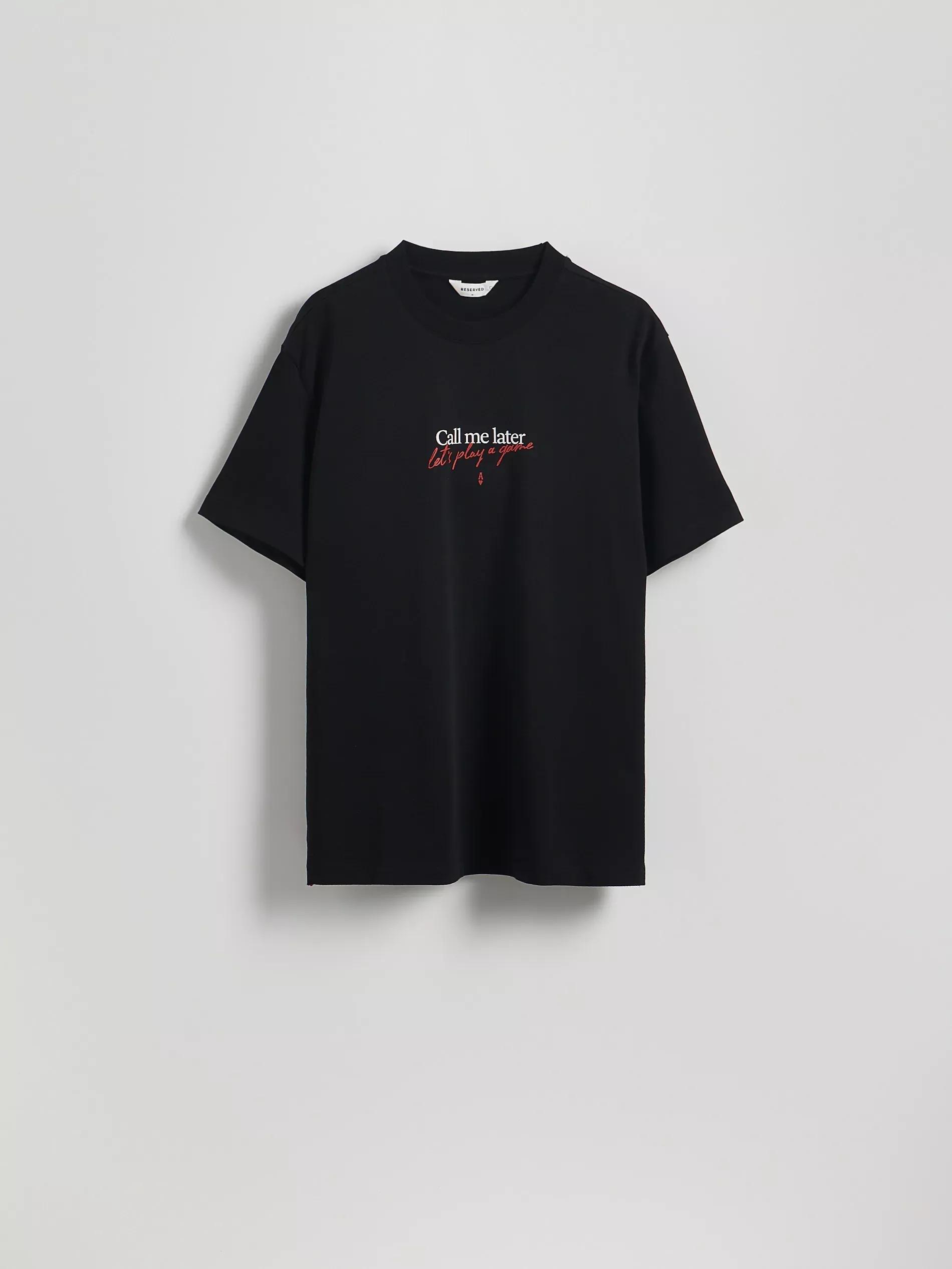 Black Comfort Fit T-Shirt With Print, , large image number 4