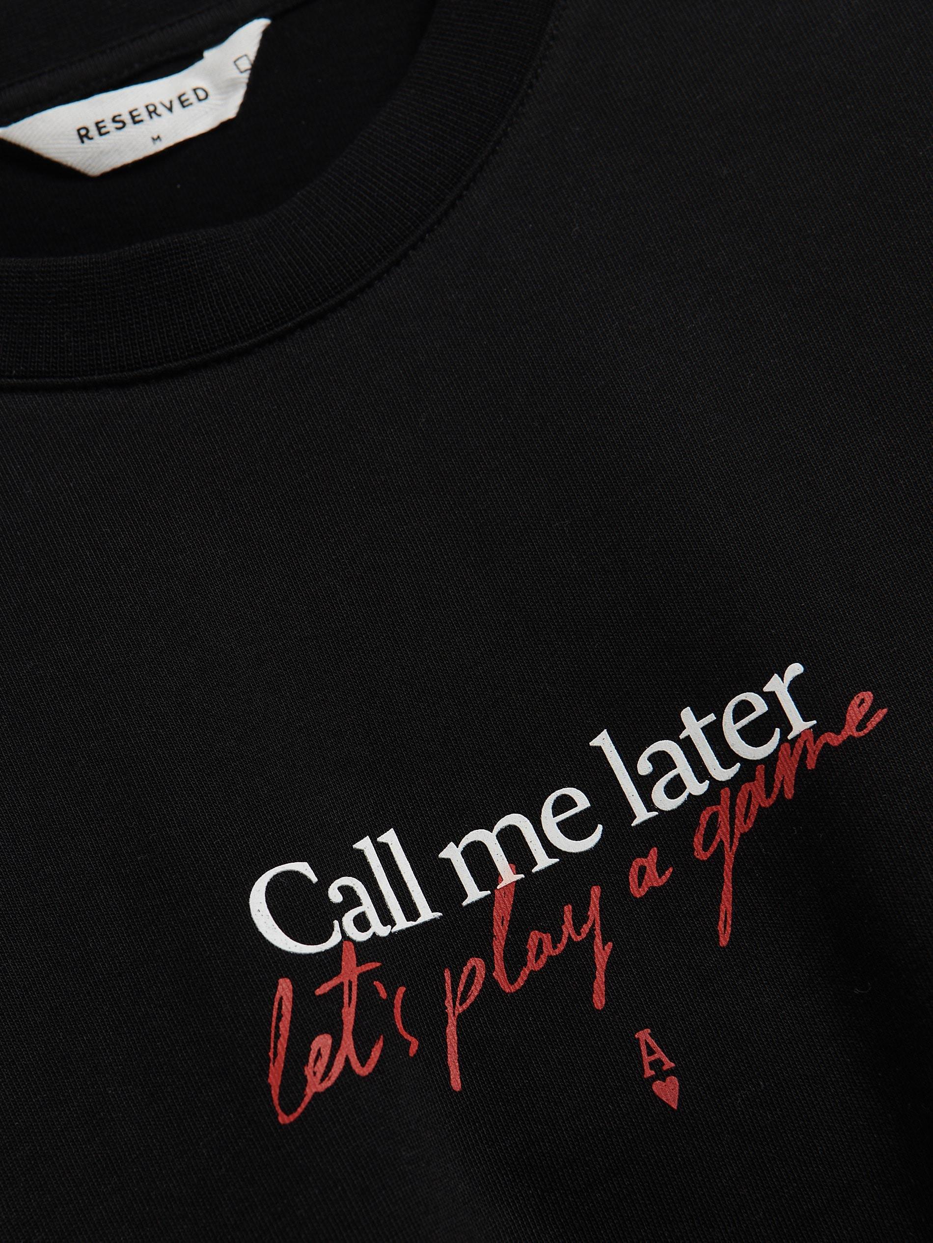 Black Comfort Fit T-Shirt With Print, , large image number 5