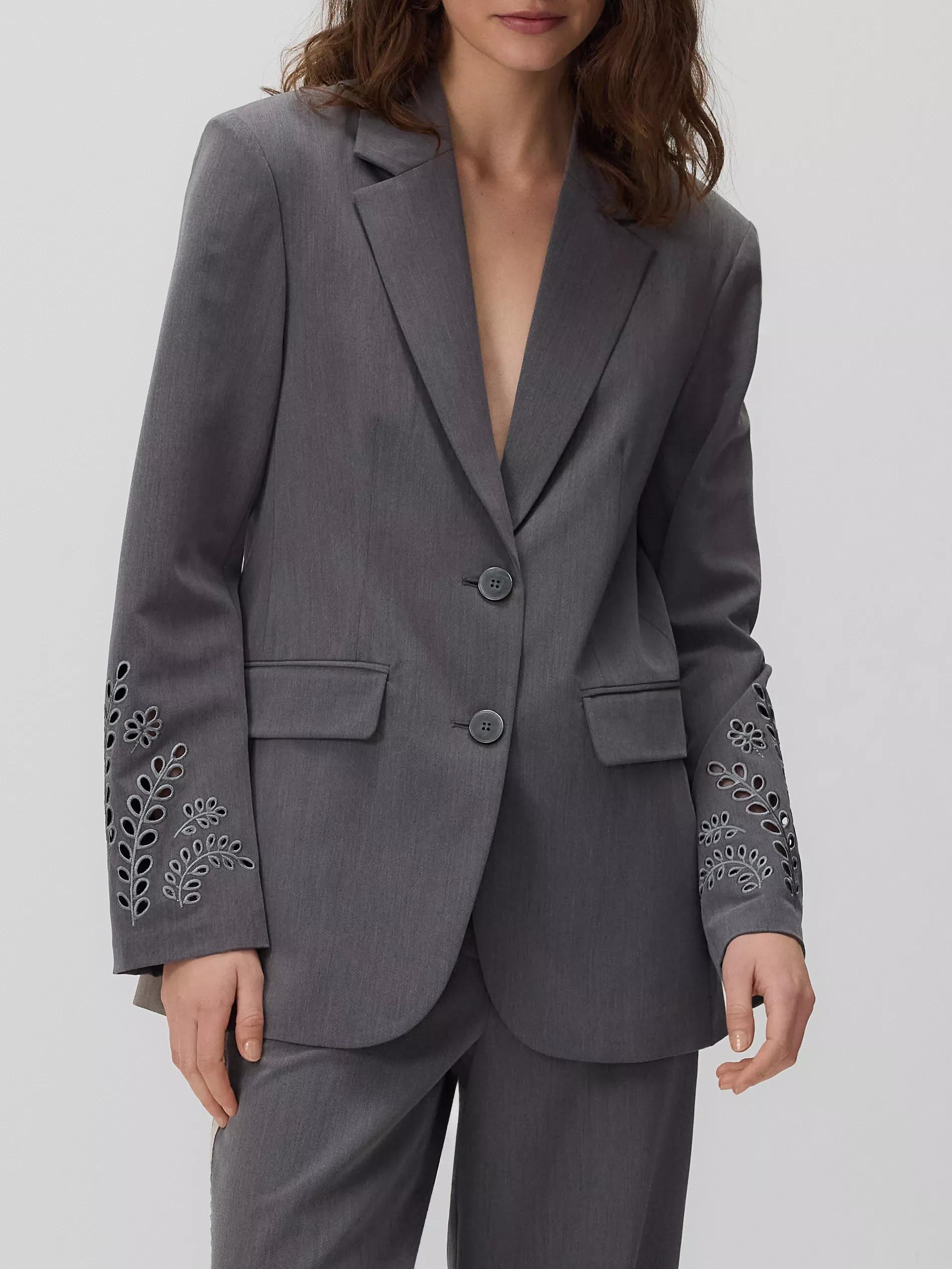 Grey Classic Lapel Blazer, , medium