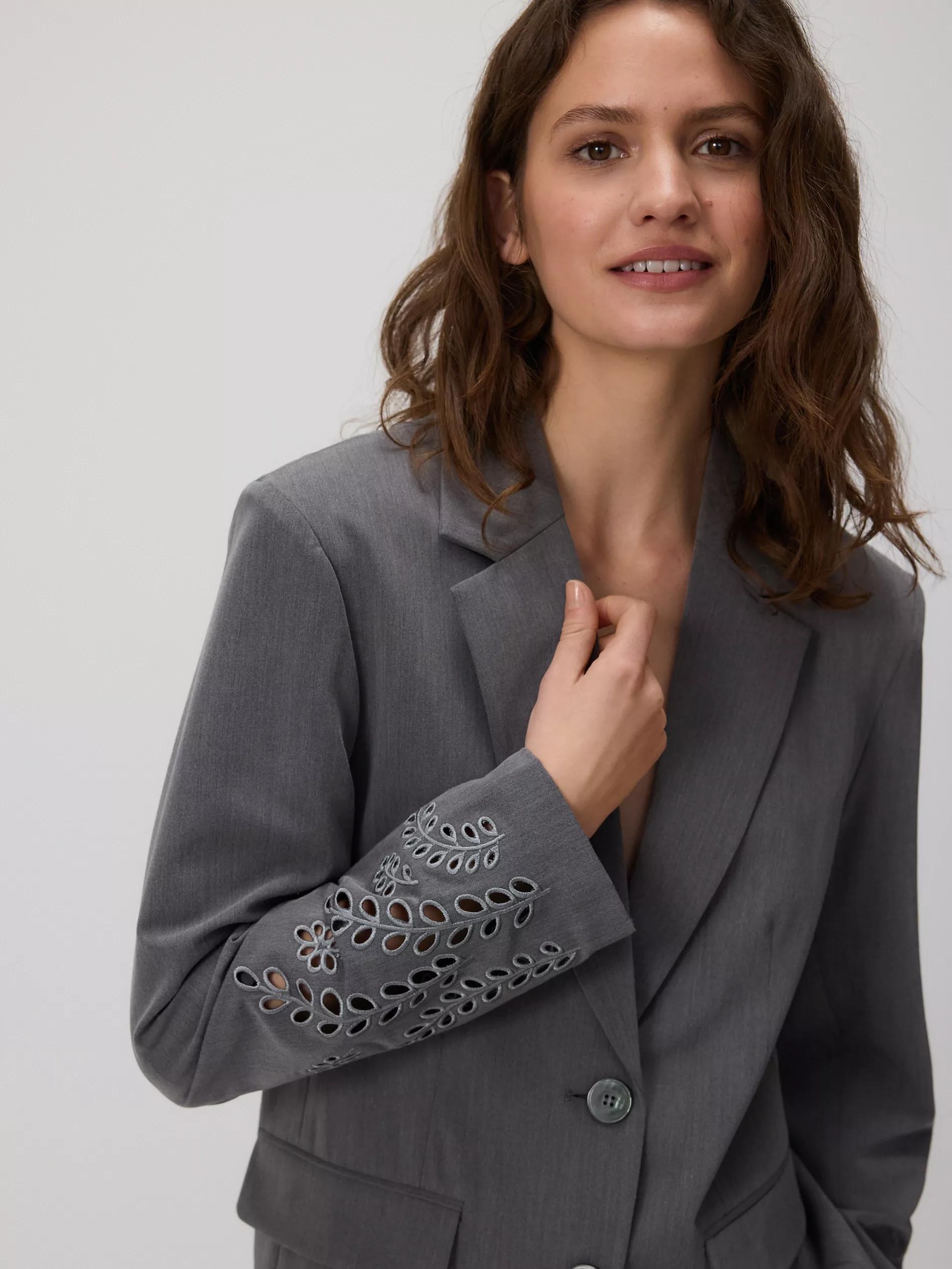 Grey Classic Lapel Blazer, , large image number 1