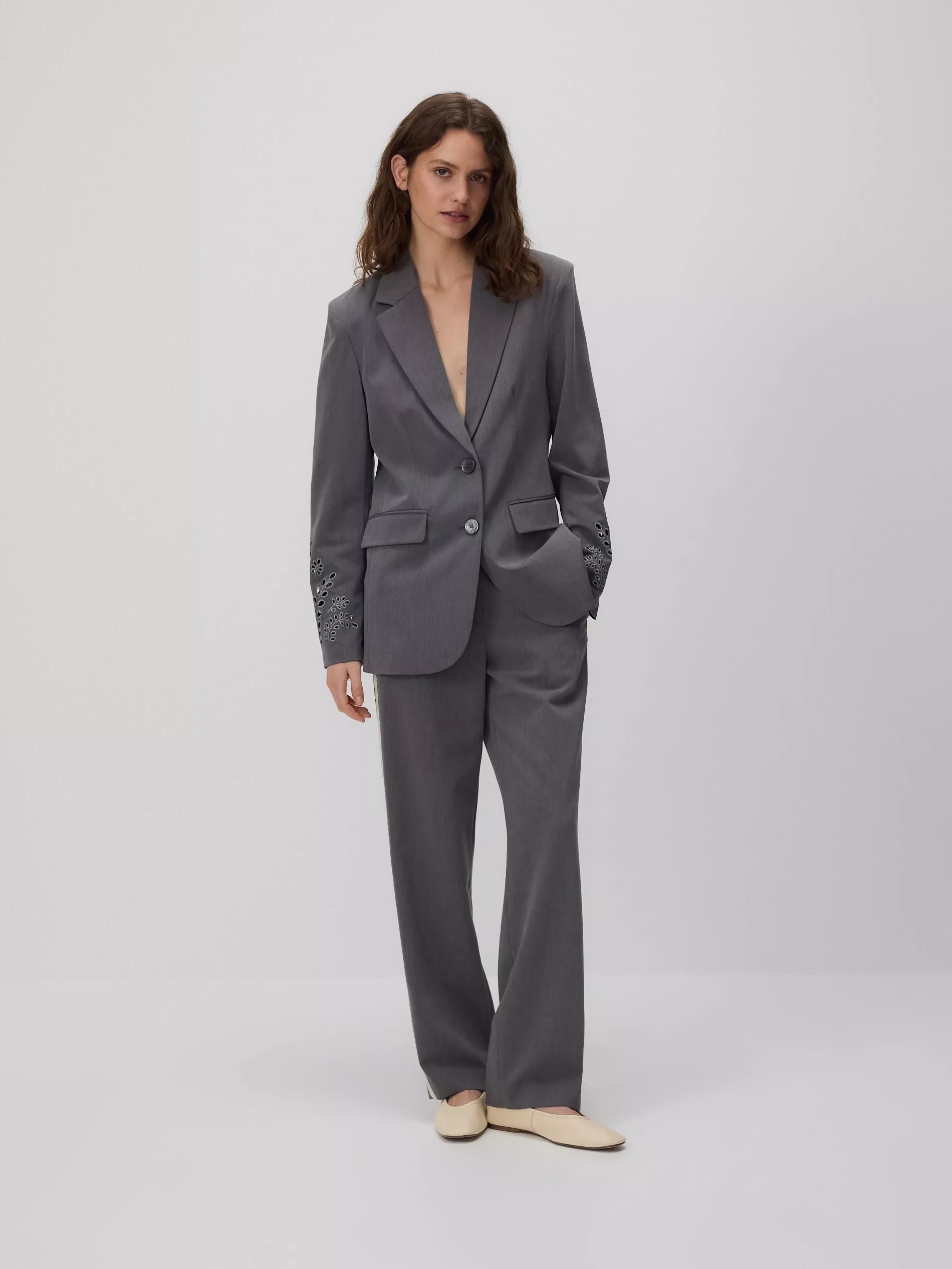 Grey Classic Lapel Blazer, , large image number 3