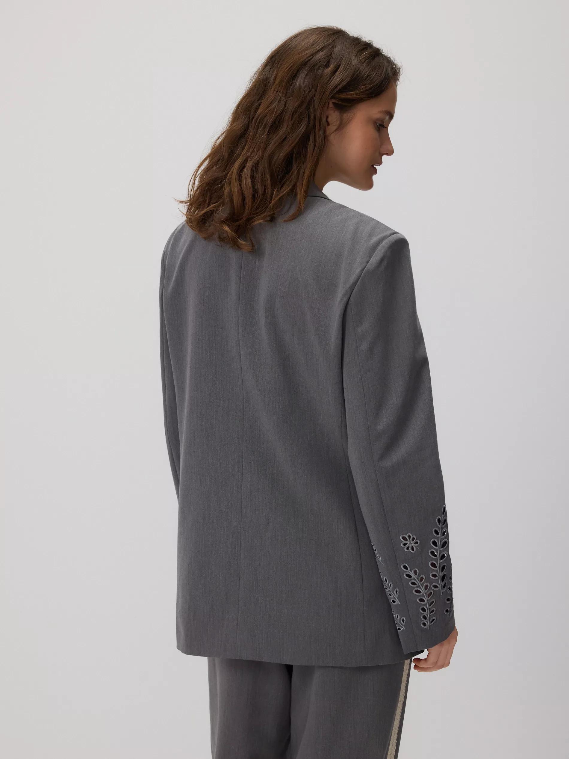 Grey Classic Lapel Blazer, , large image number 4