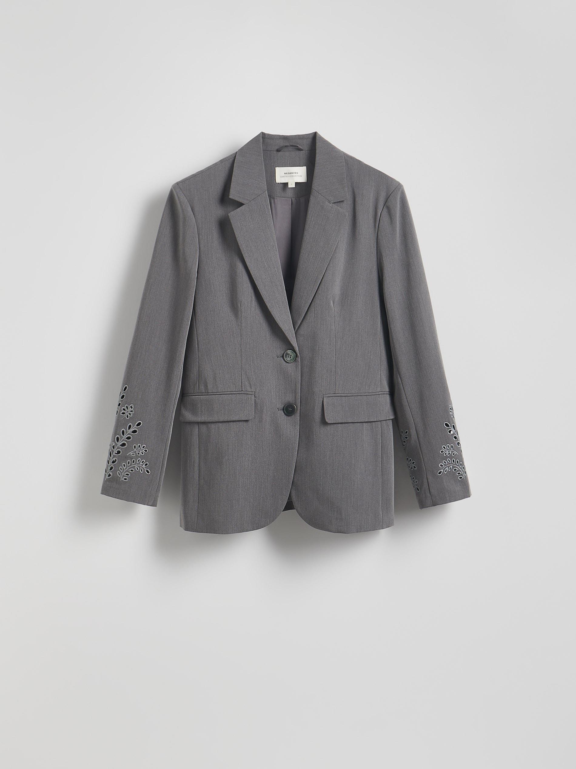 Grey Classic Lapel Blazer, , large image number 5