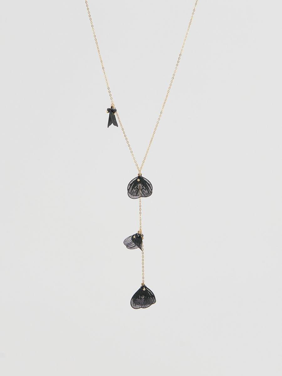 Black Necklace With Pendant, Black, large image number 0
