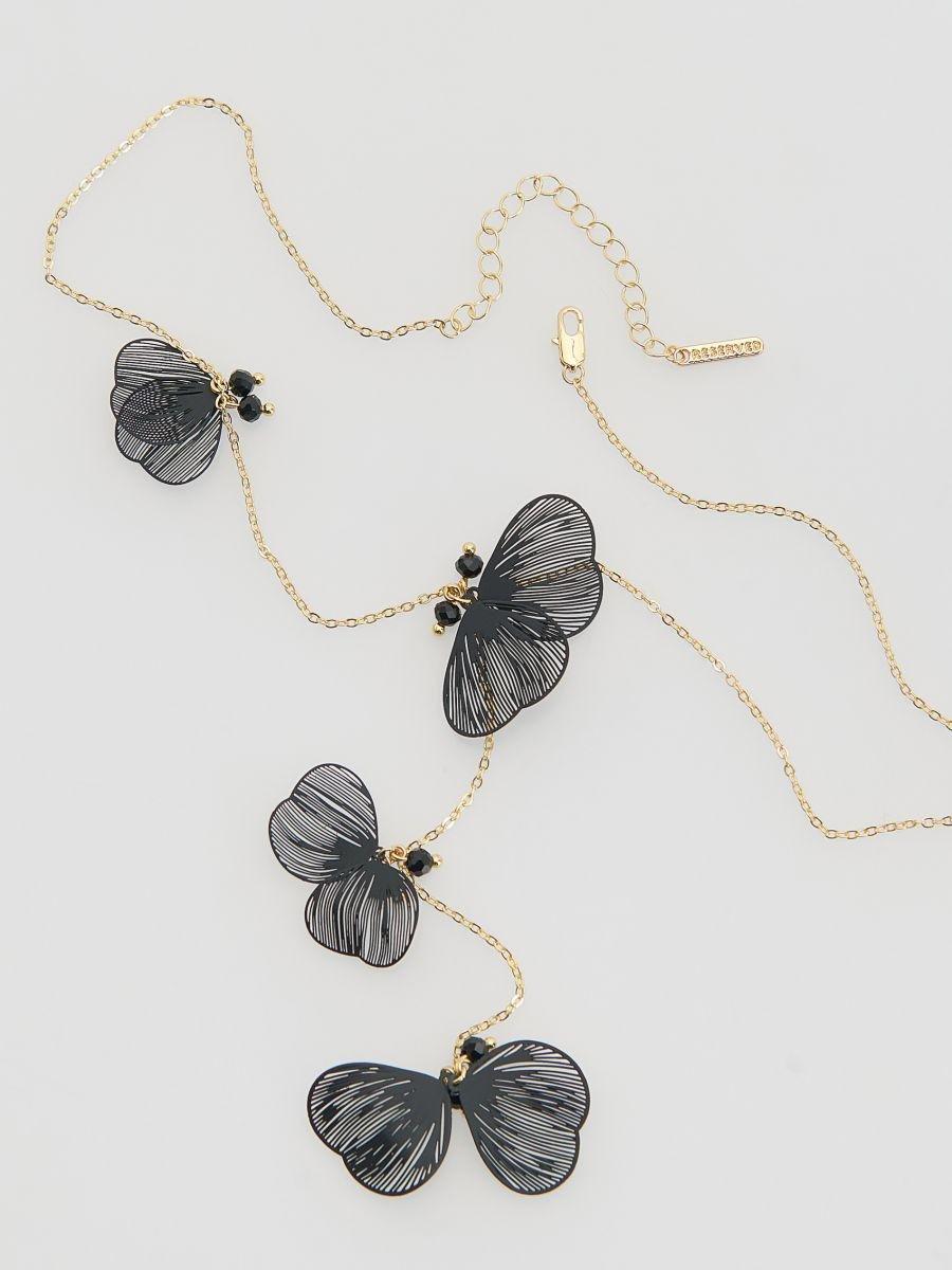 Black Necklace With Pendant, Black, large image number 1