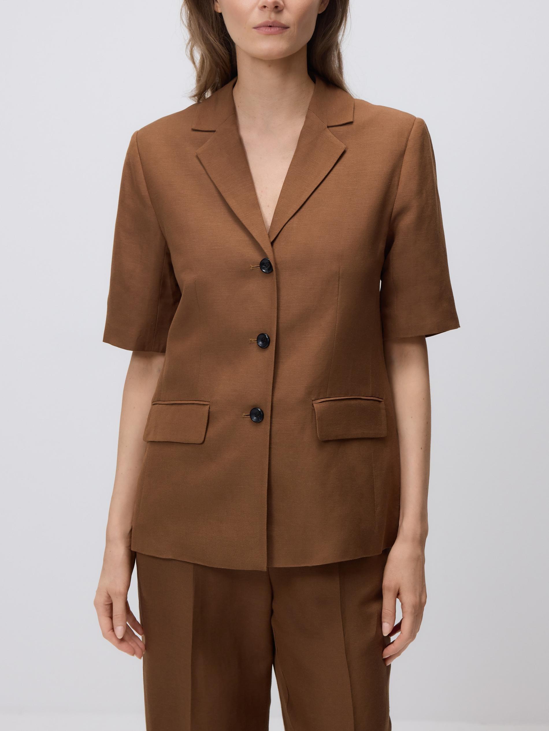 Brown Linen Rich Blazer, Brown, large image number 2
