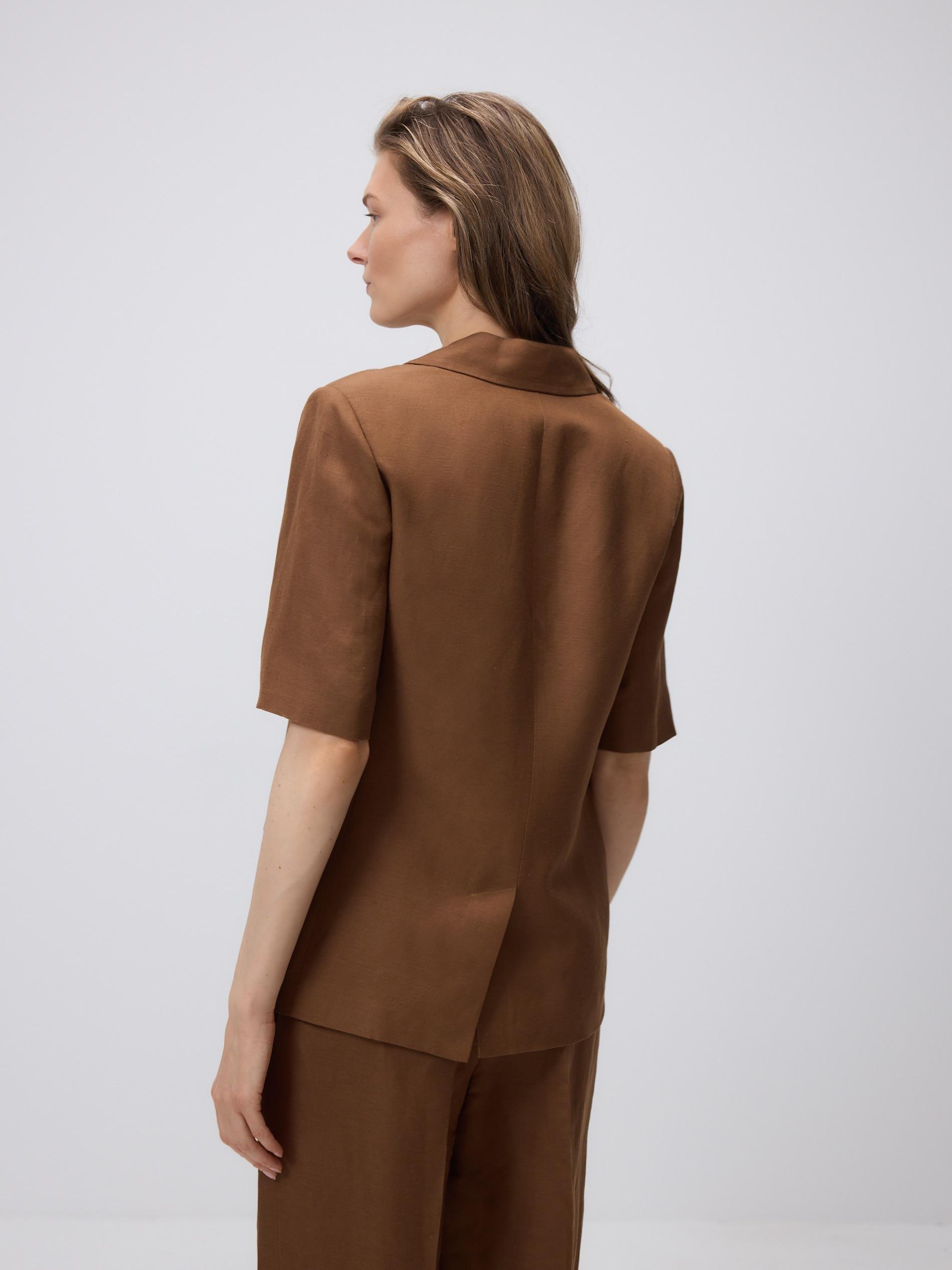 Brown Linen Rich Blazer, Brown, large image number 3