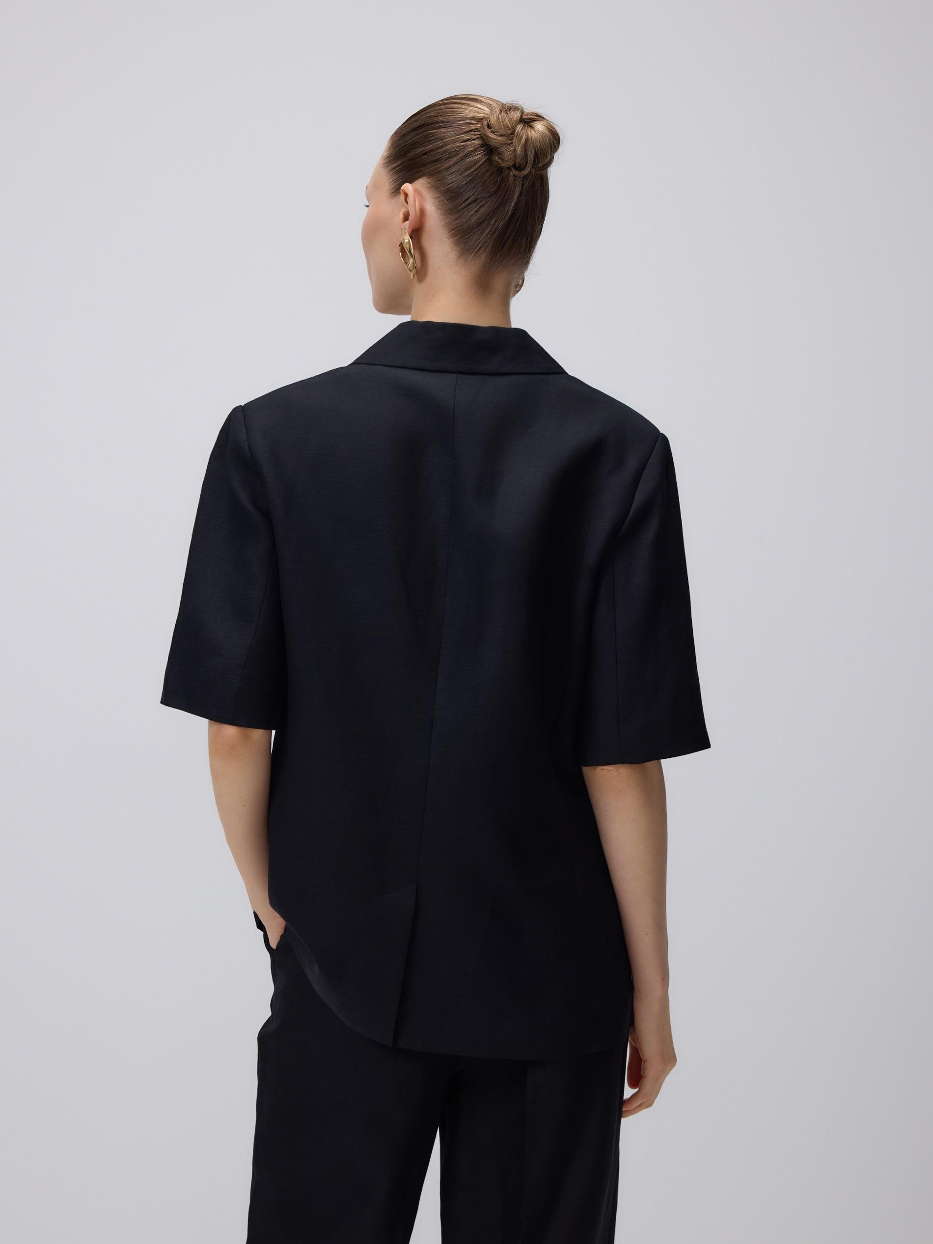 Black Linen Rich Blazer, Black, large image number 3