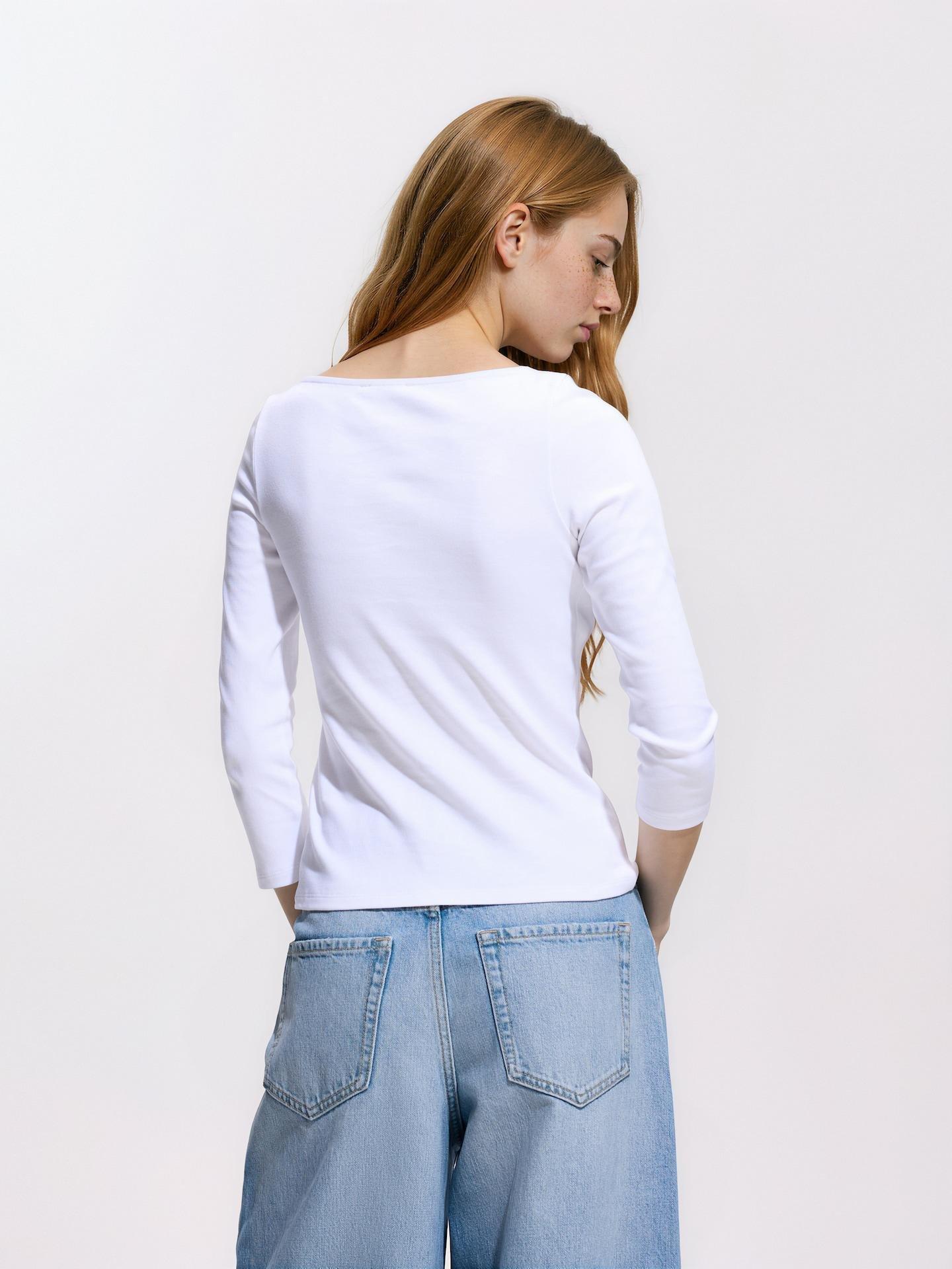 White Cotton Rich Long Sleeve T-Shirt, White, large image number 2