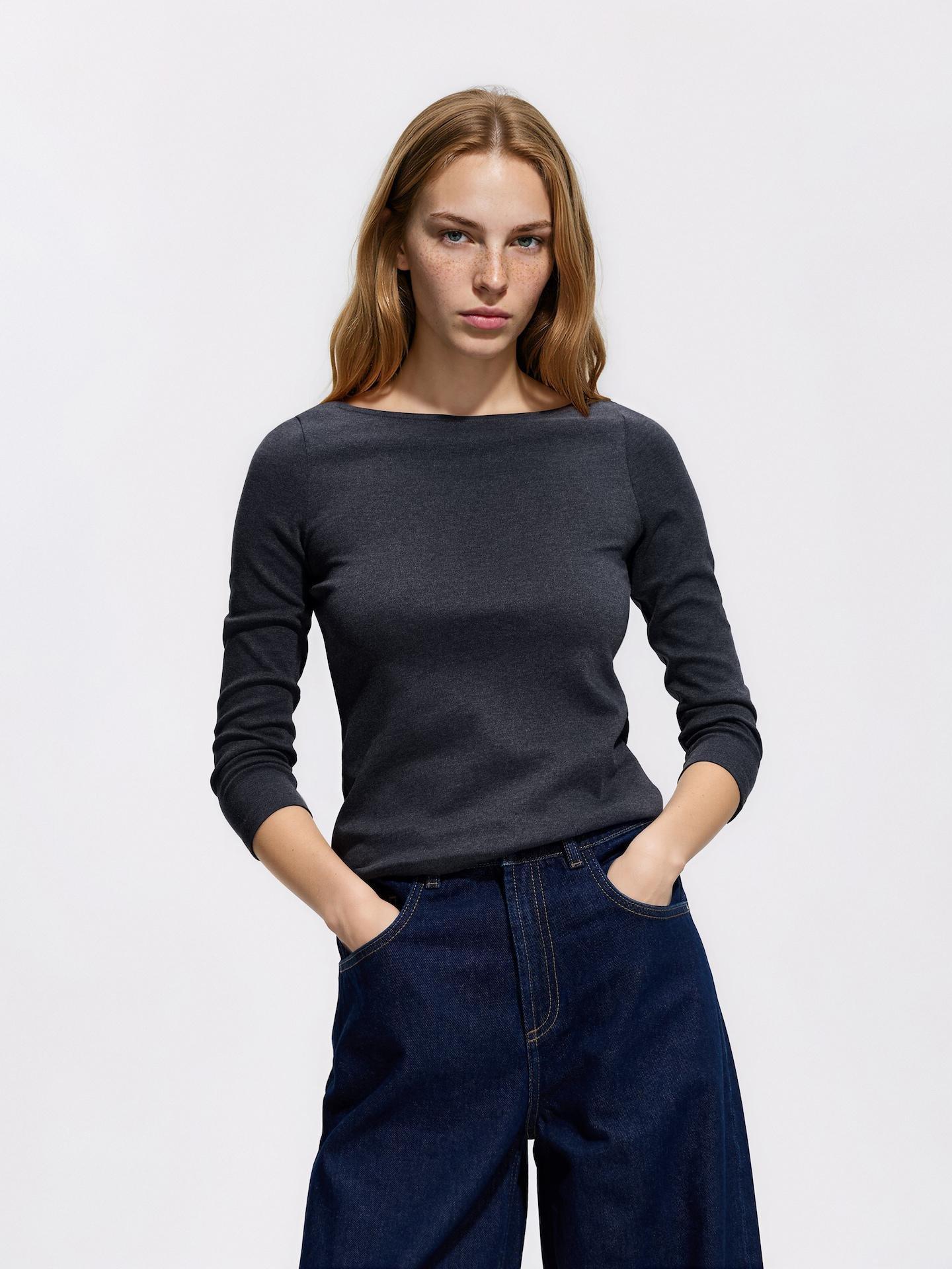 Grey Cotton Rich Long Sleeve T-Shirt, Grey, large image number 0