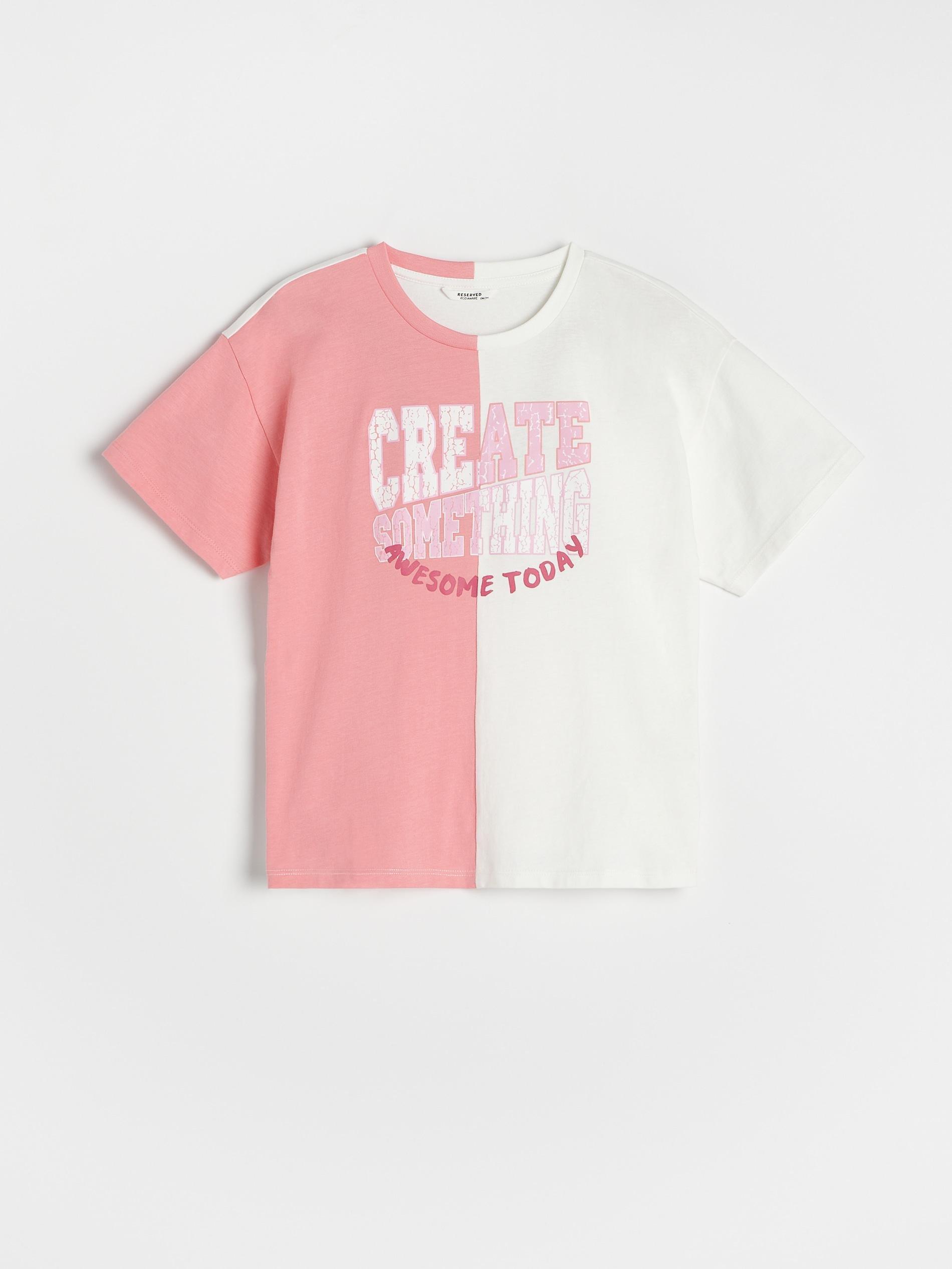 Cream Two Tone T-Shirt With Print, , large image number 0