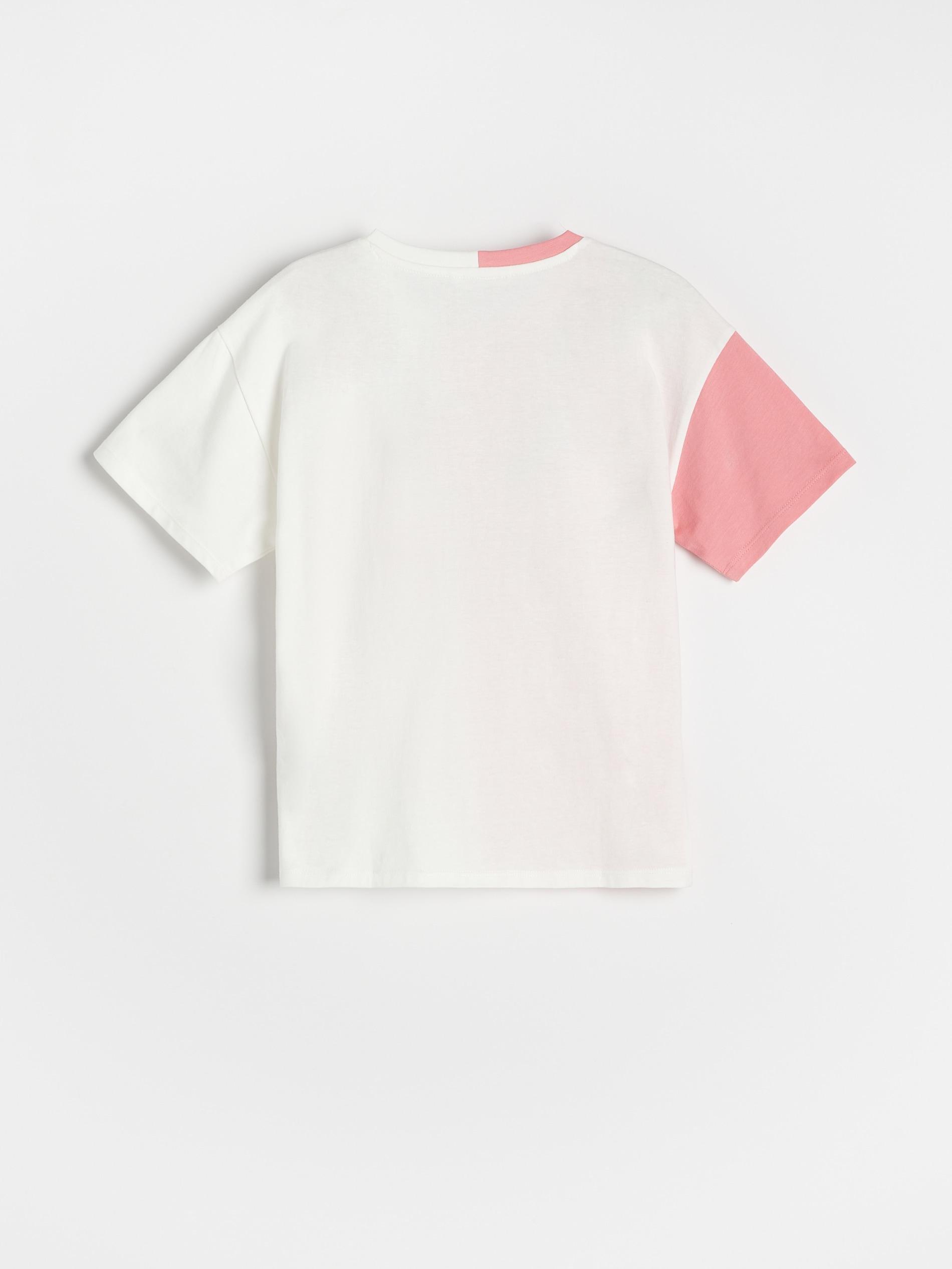 Cream Two Tone T-Shirt With Print, , large image number 1
