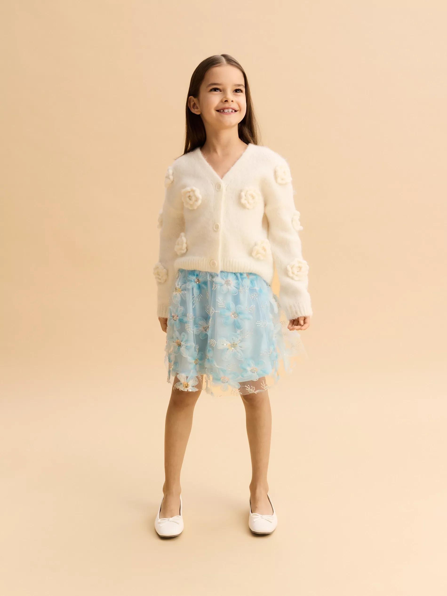 Cream Floral Print Cardigan, , large image number 0