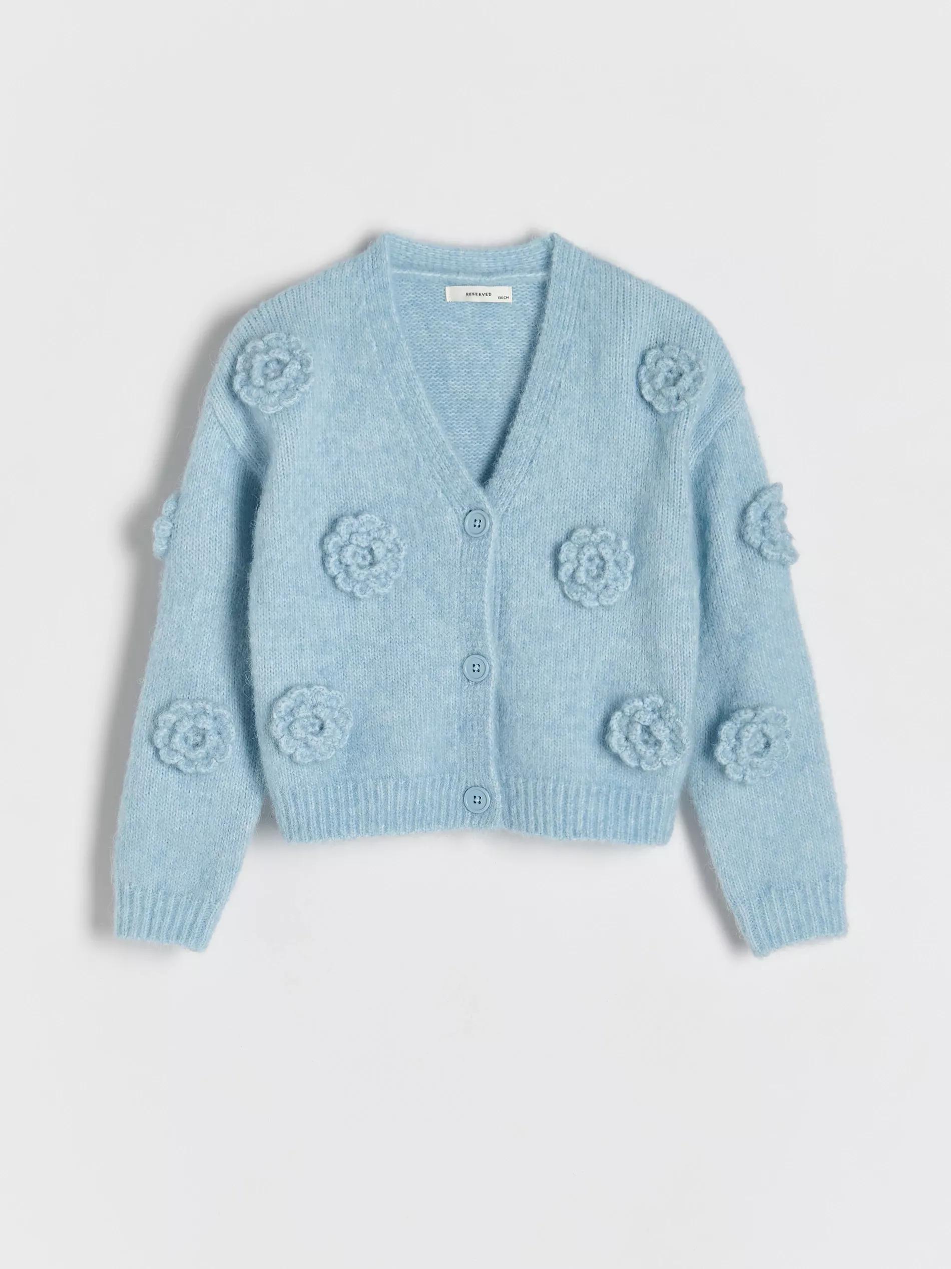 Blue Floral Print Cardigan, , large image number 0