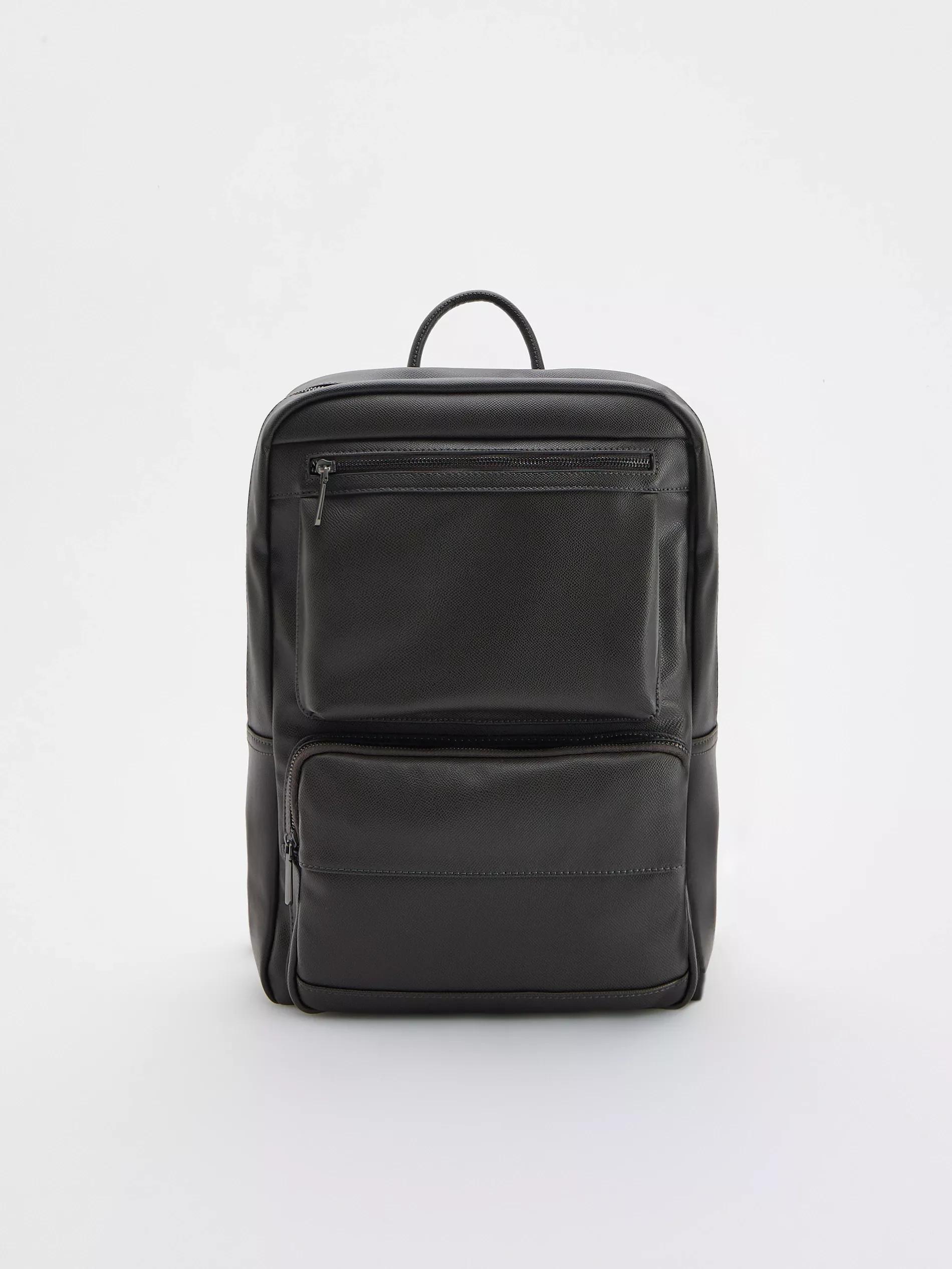 Brown Faux Leather Backpack, Brown, large image number 2