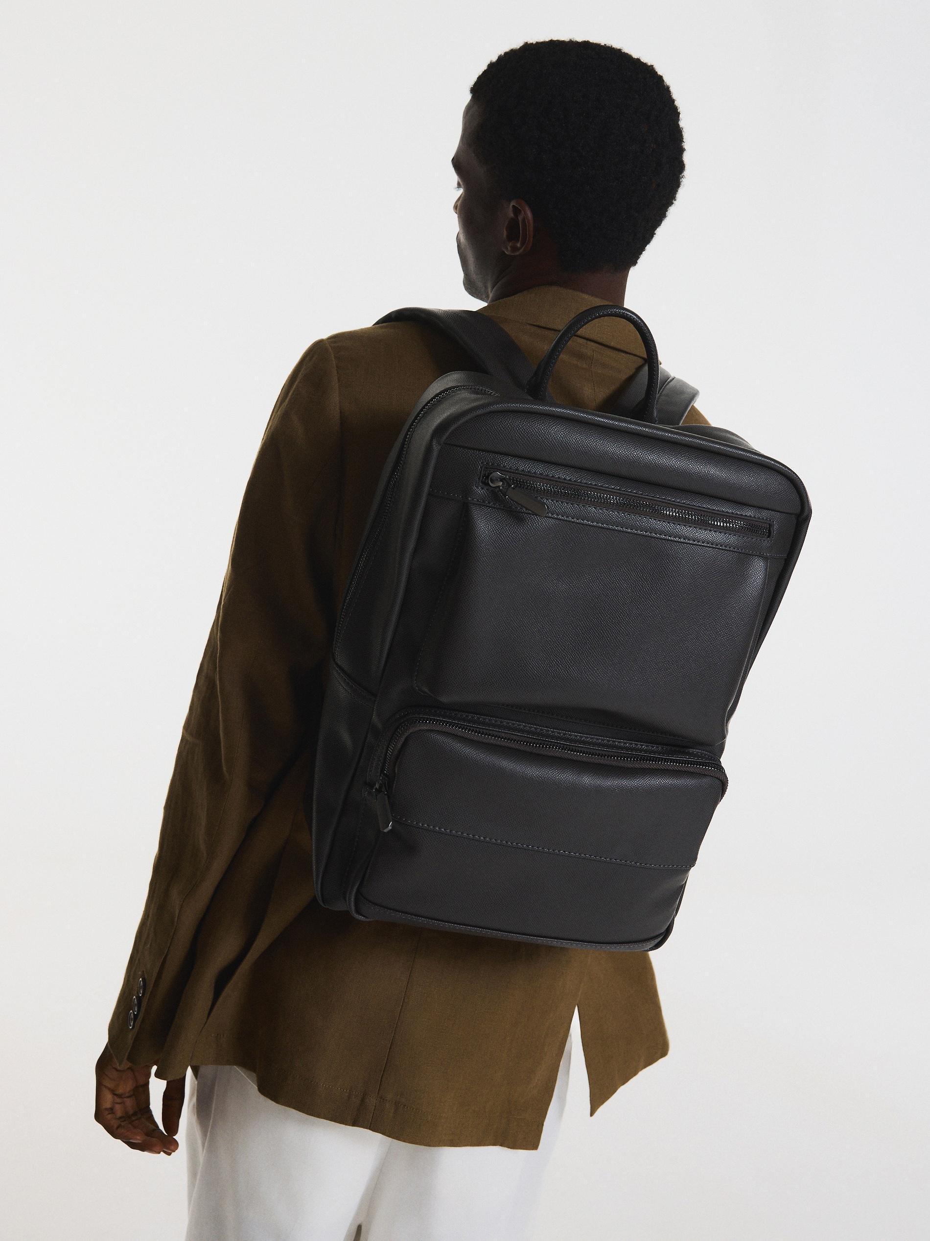 Brown Faux Leather Backpack, Brown, large image number 3