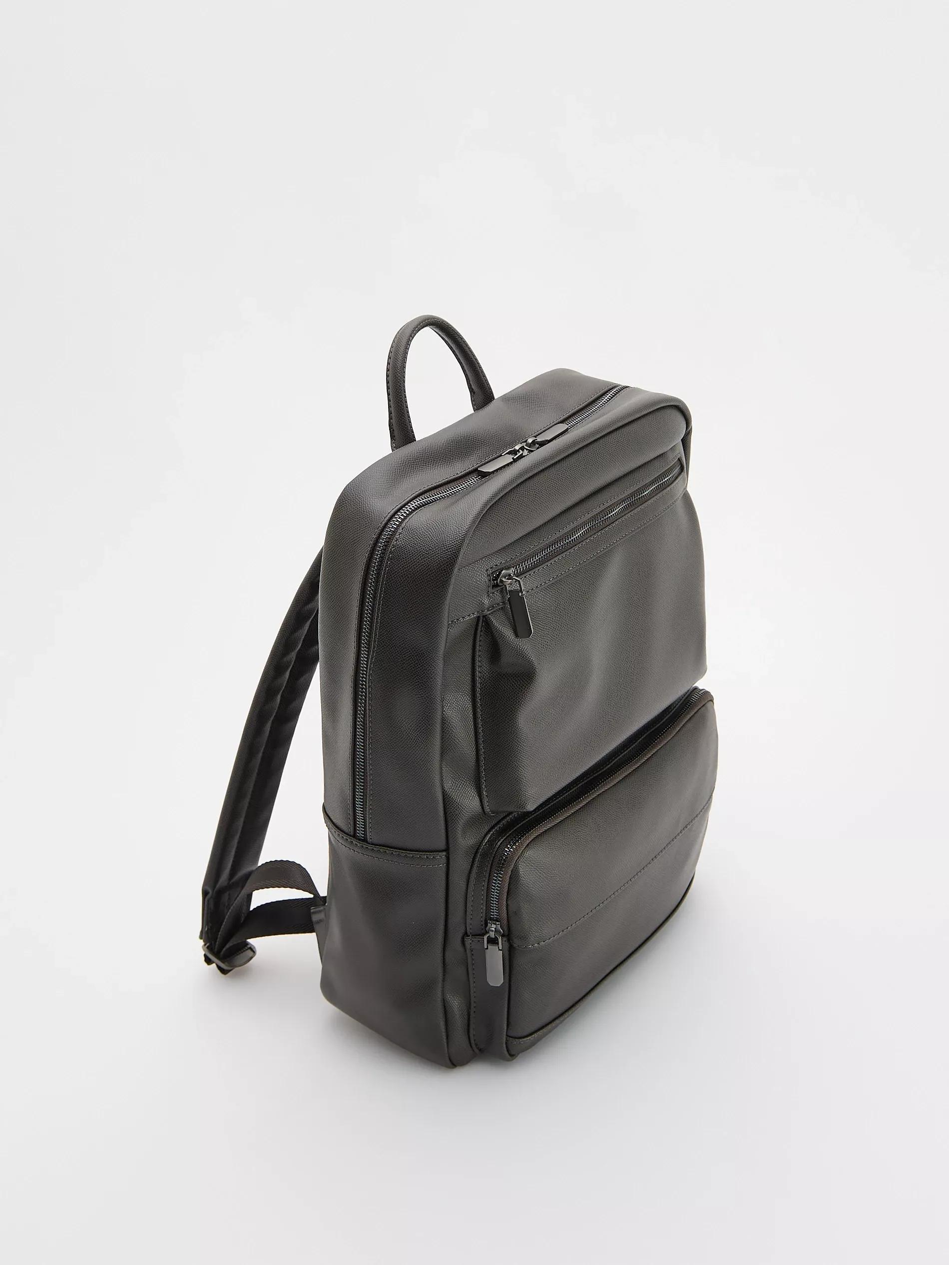 Brown Faux Leather Backpack, Brown, large image number 4