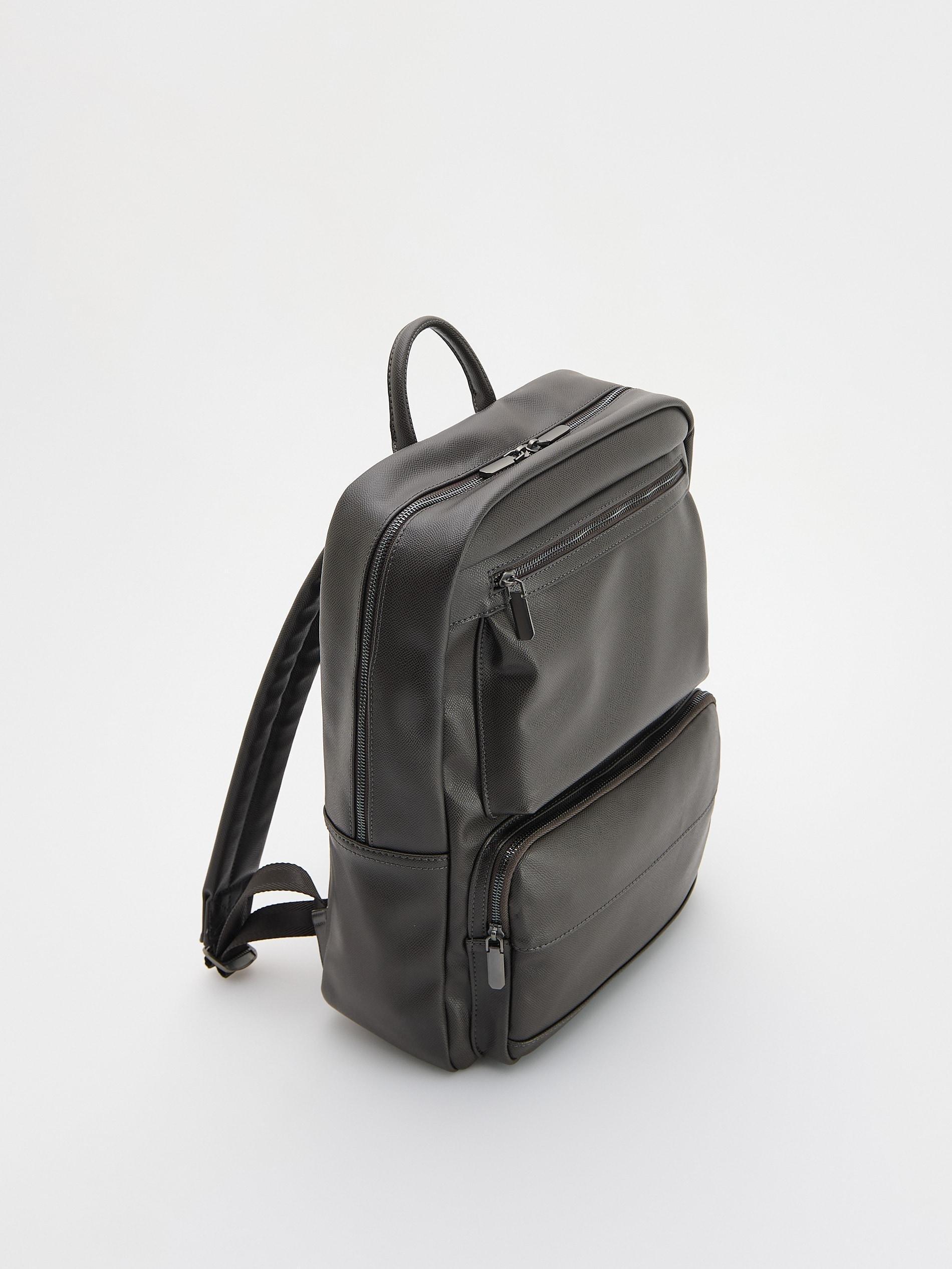 Brown Faux Leather Backpack, Brown, large image number 9