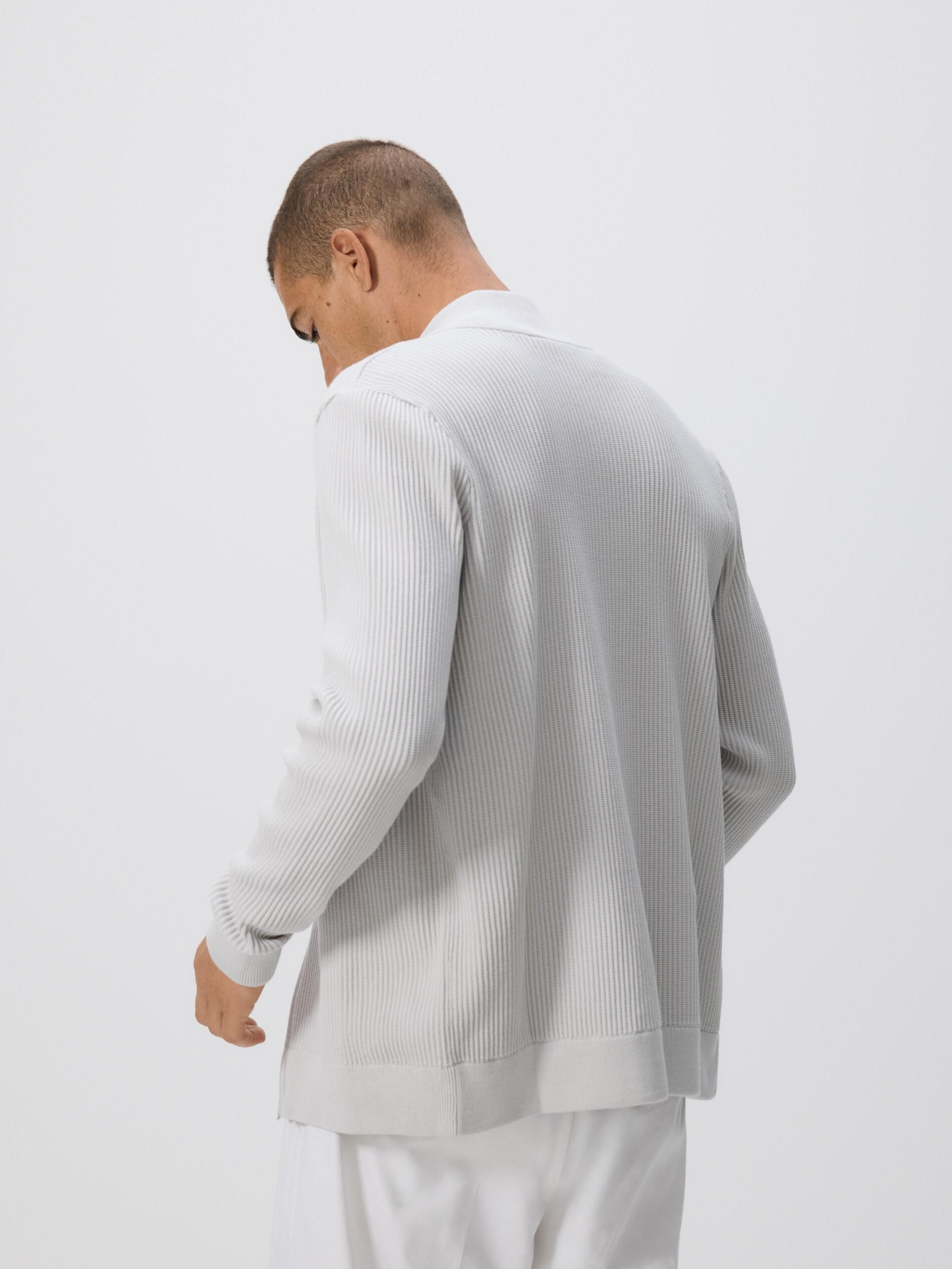 Grey Zip Up Jumper With Stand Up Collar, Light grey, large image number 2